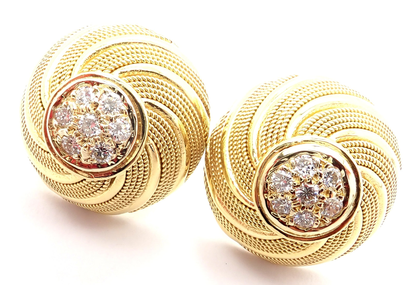 Rare! Authentic Tiffany & Co 18k Yellow Gold Diamond Earrings | Fortrove