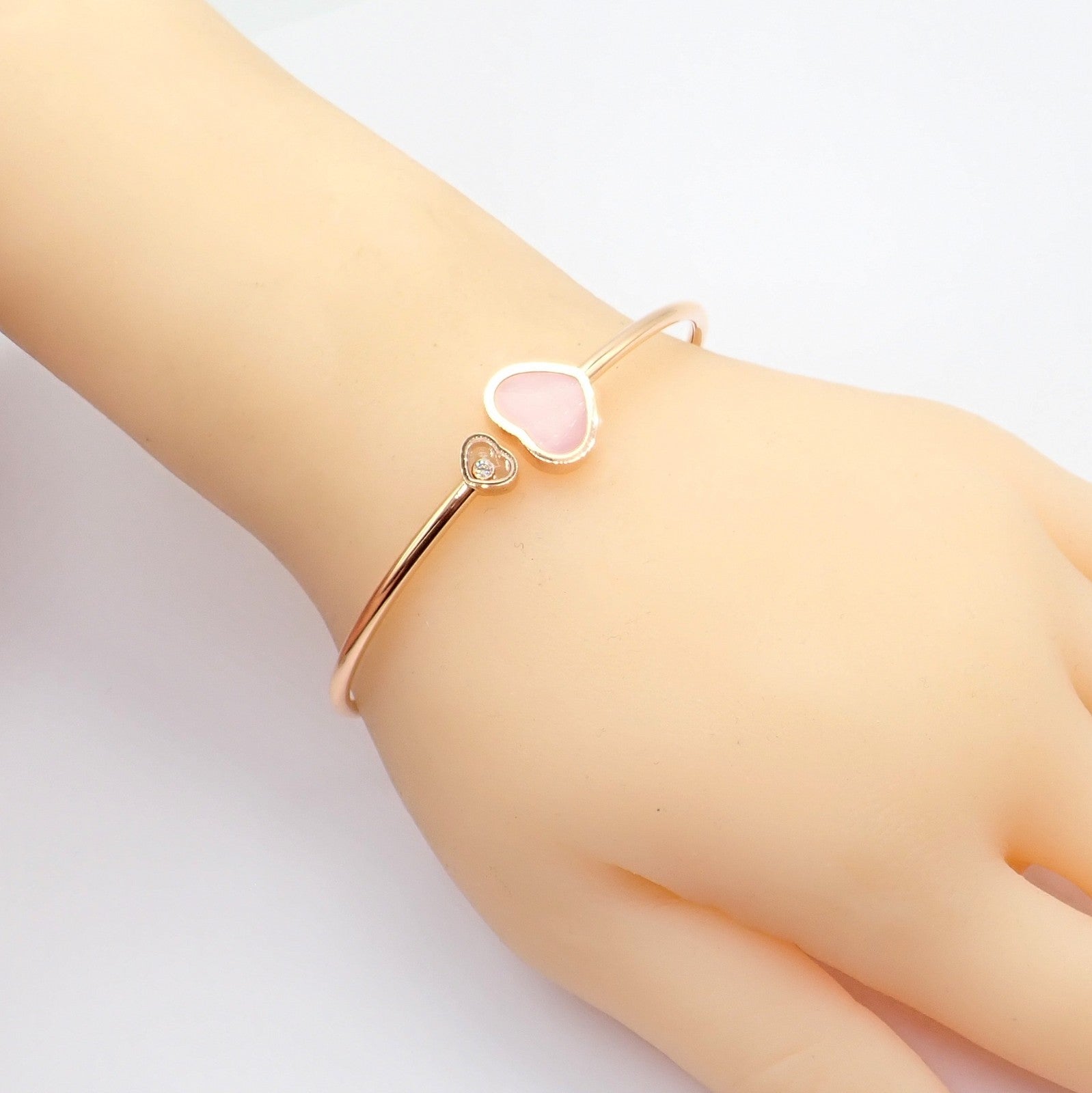 Chopard Jewelry & Watches:Fine Jewelry:Bracelets & Charms Rare! Chopard 18k Rose Gold Happy Hearts Diamond Pink Opal Bracelet