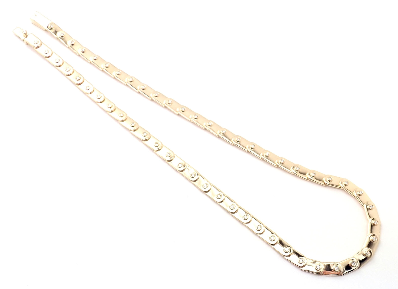 Rare! Authentic Gucci 18k Yellow Gold Diamond Tennis Necklace | Fortrove