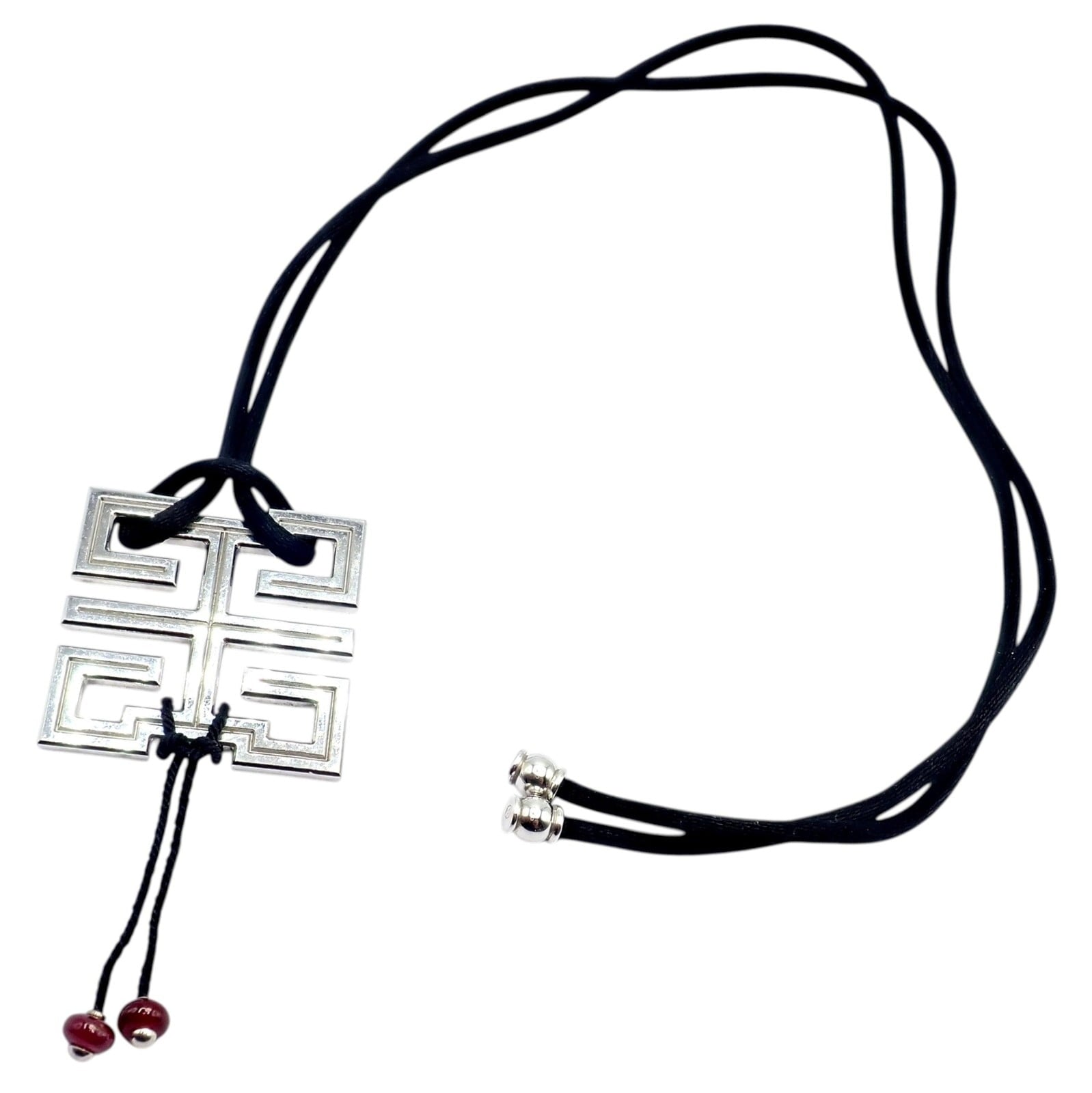 Authentic! Cartier Le Baiser Du Dragon 18k White Gold Ruby Silk Cord Necklace | Fortrove