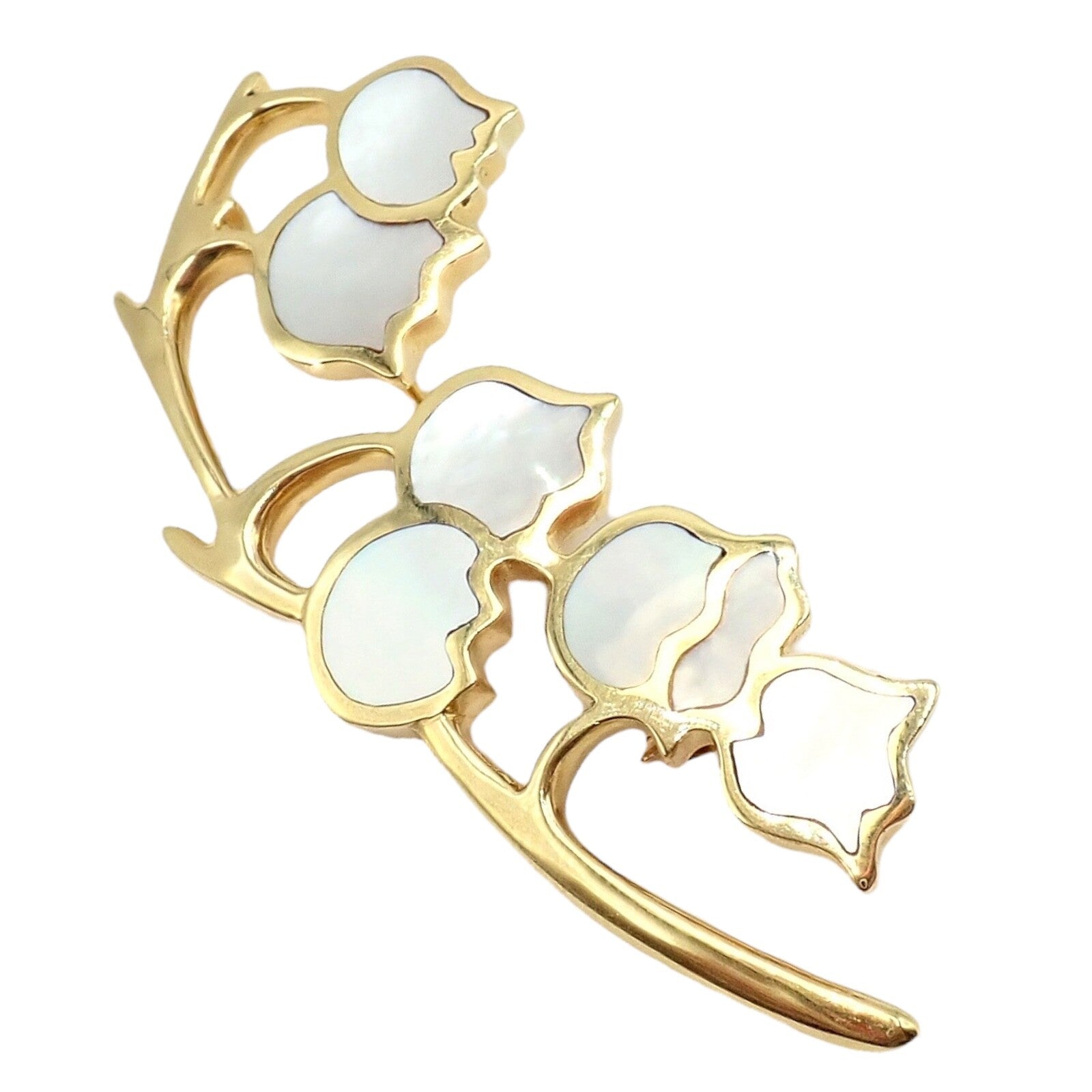 Angela Cummings for Tiffany & Co. Jewelry & Watches:Fine Jewelry:Brooches & Pins Tiffany & Co Cummings 18k Yellow Gold MoP Lily of the Valley Flower Pin Brooch