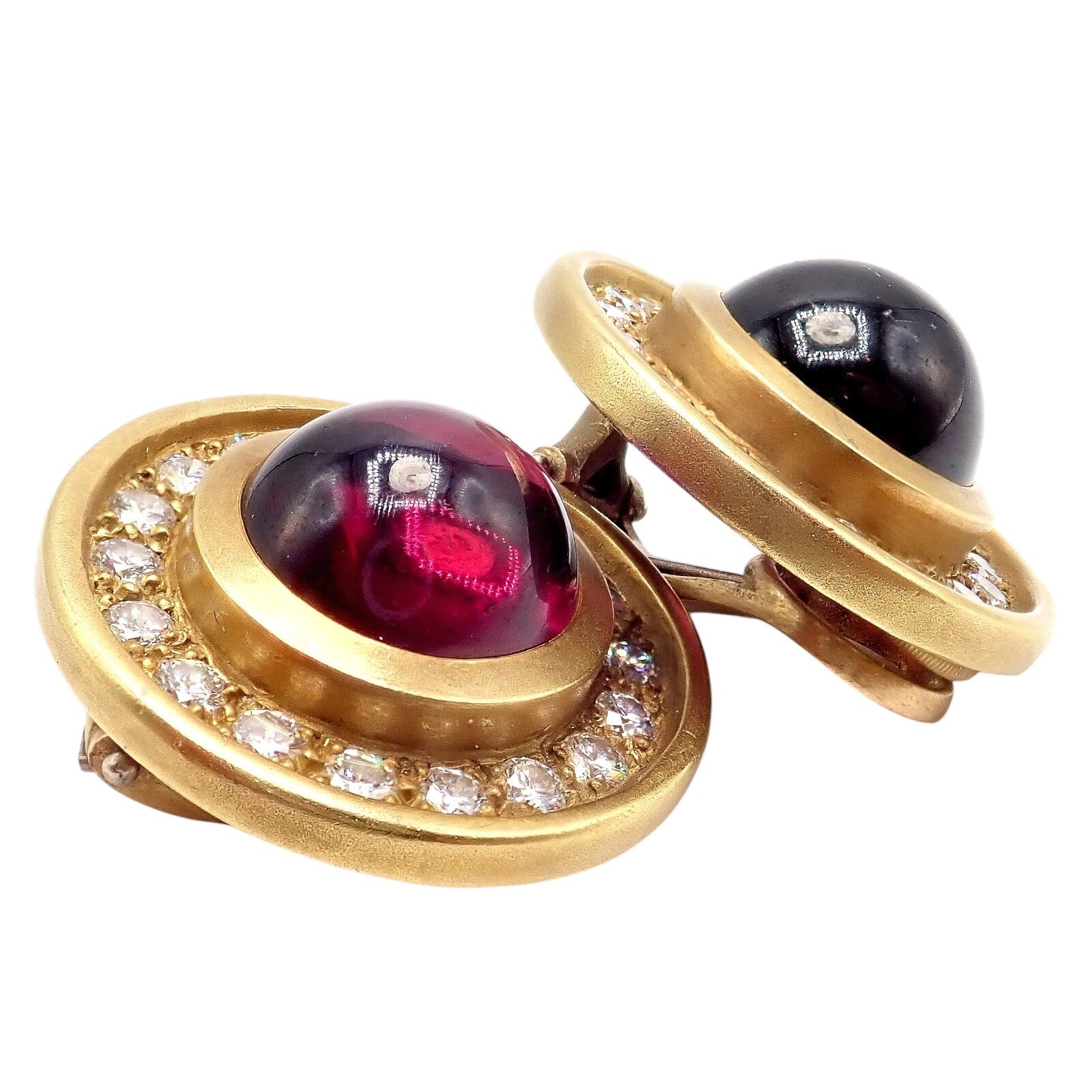 Kieselstein-Cord Jewelry & Watches:Men's Jewelry:Earrings Rare! Vintage Kieselstein Cord 18k Yellow Gold Garnet Diamond Earrings 1997