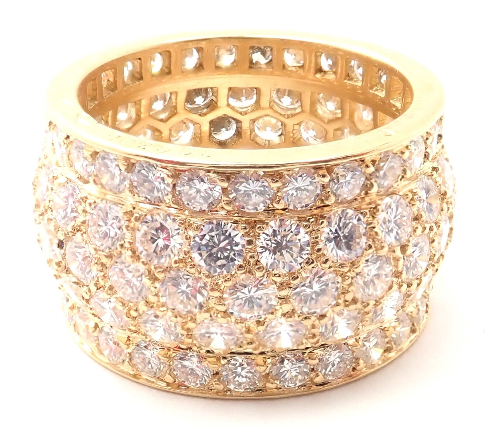 Authentic! Cartier Nigeria 18k Yellow Gold Diamond Wide Band Ring Size 53 | Fortrove