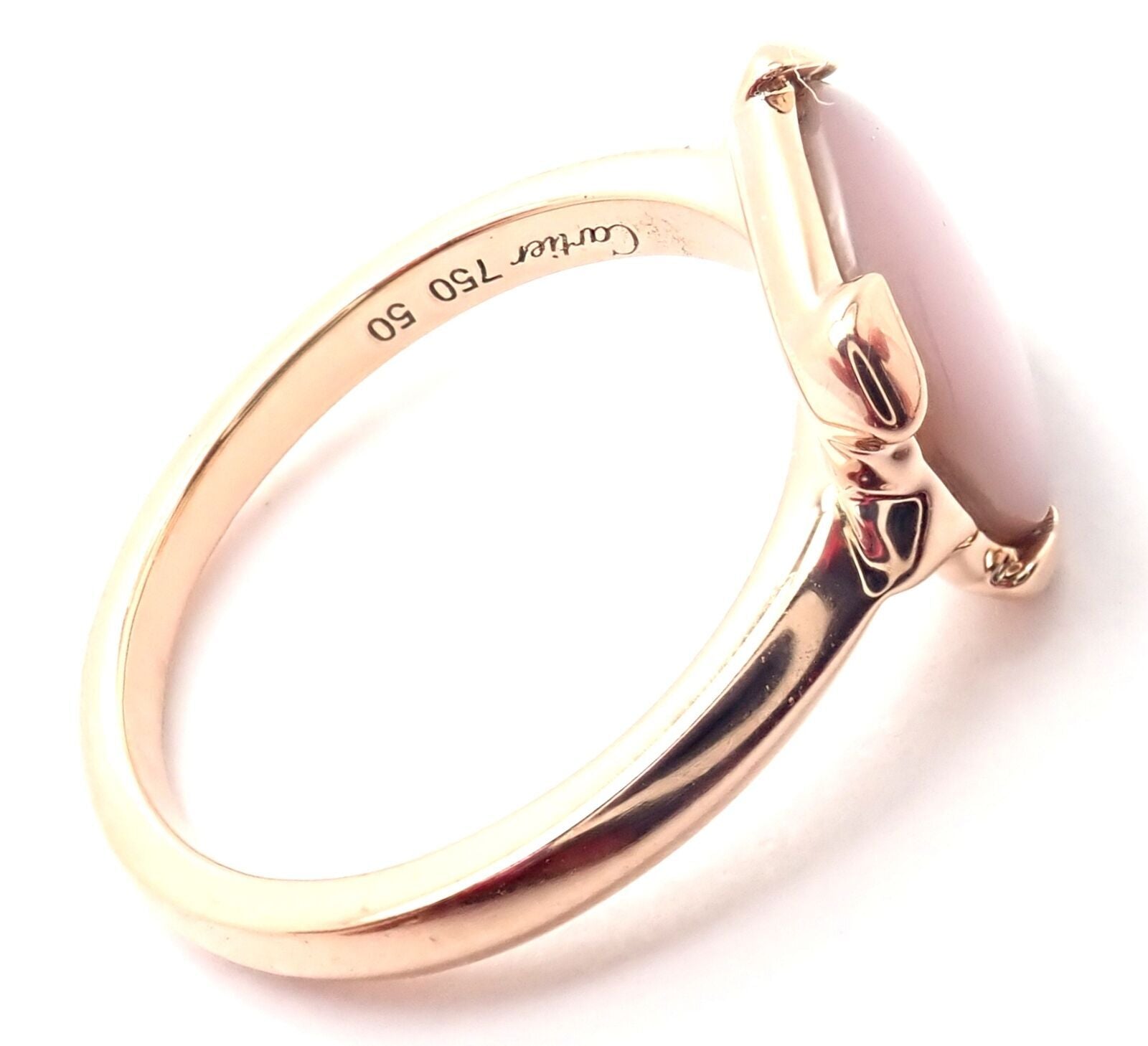 Authentic! Cartier Tortue 18k Rose Gold Diamond Mother Of Pearl Ring | Fortrove