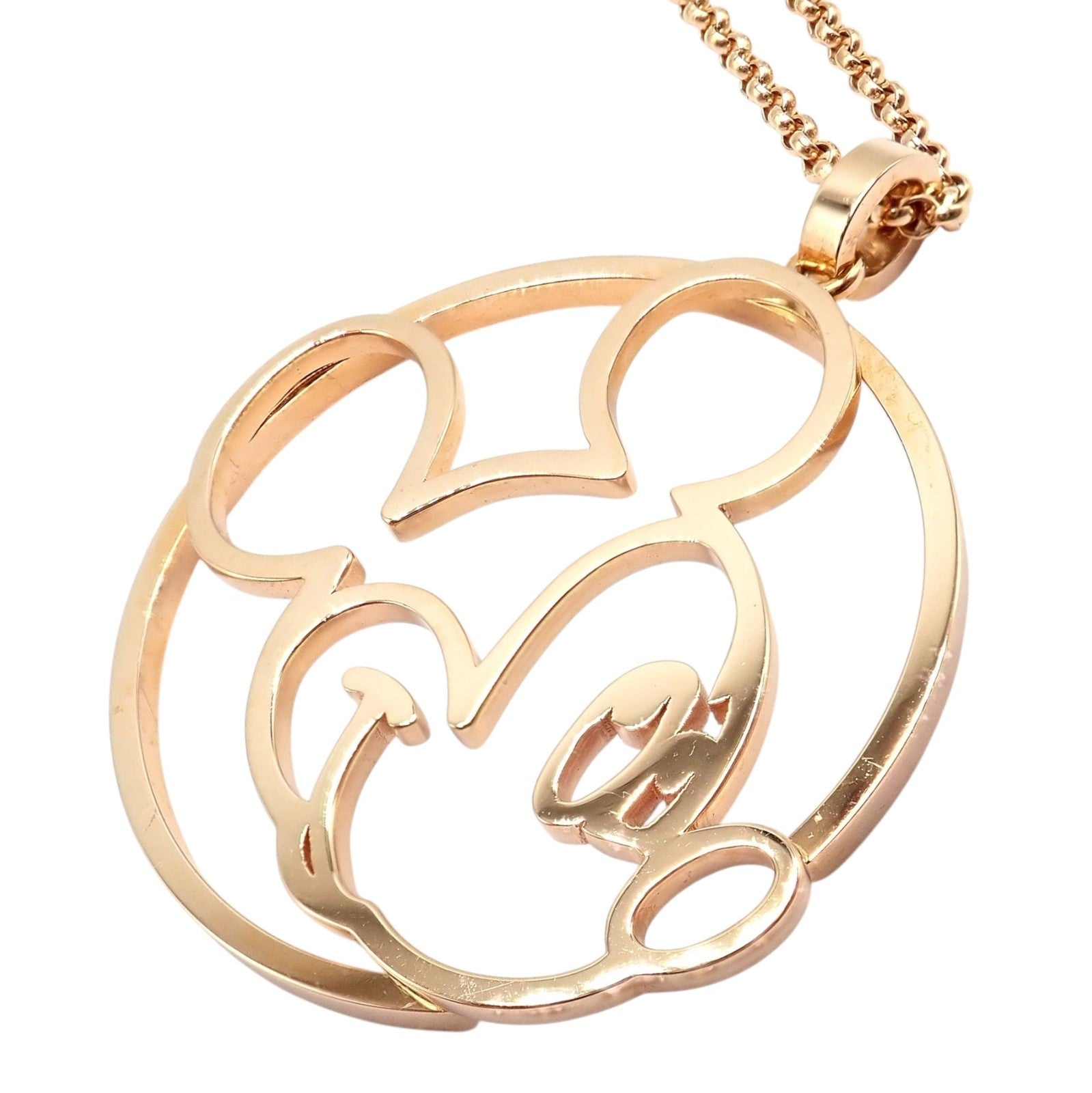 Rare! Chopard Disney World 18k Rose Gold Mickey Mouse Necklace | Fortrove