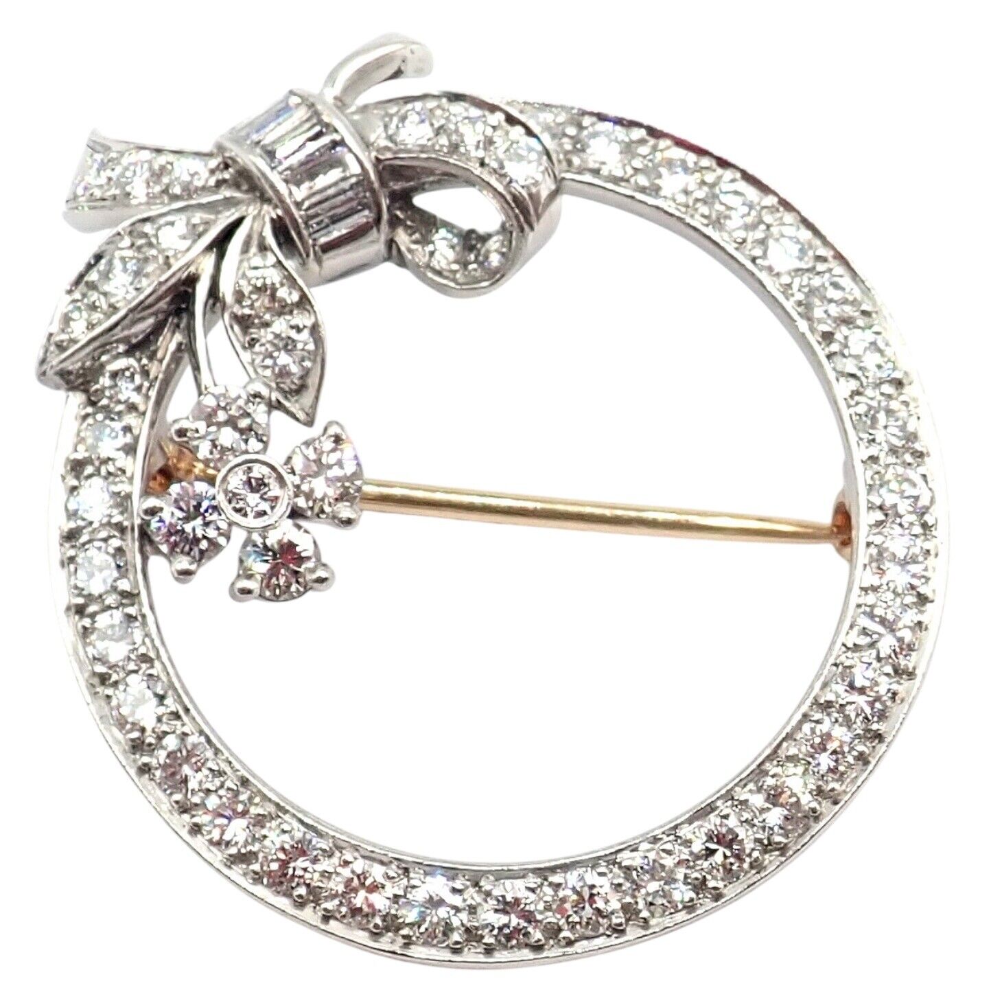 Rare! Authentic Tiffany & Co. Circle Platinum 2.1ct Diamond Pin Brooch 1920's | Fortrove