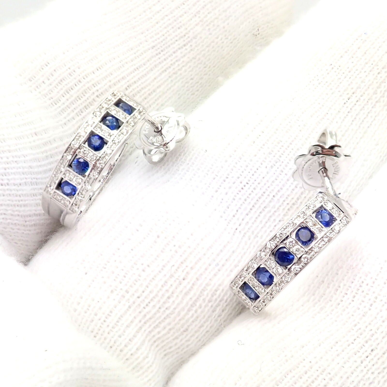 New Authentic! Damiani 18k White Gold Diamond Sapphire Belle Epoque Earrings | Fortrove