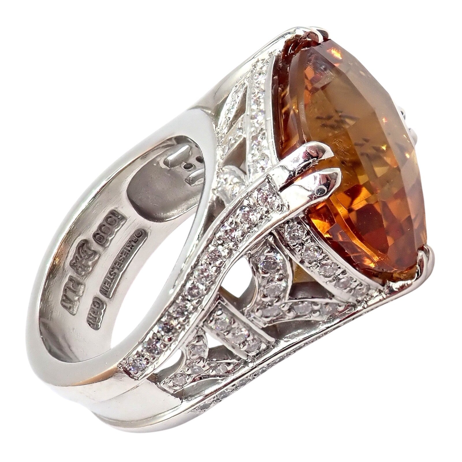Kieselstein Cord Platinum 2.5ct Diamond Golden Citrine Cockatil Ring 1999 sz 6.5 | Fortrove