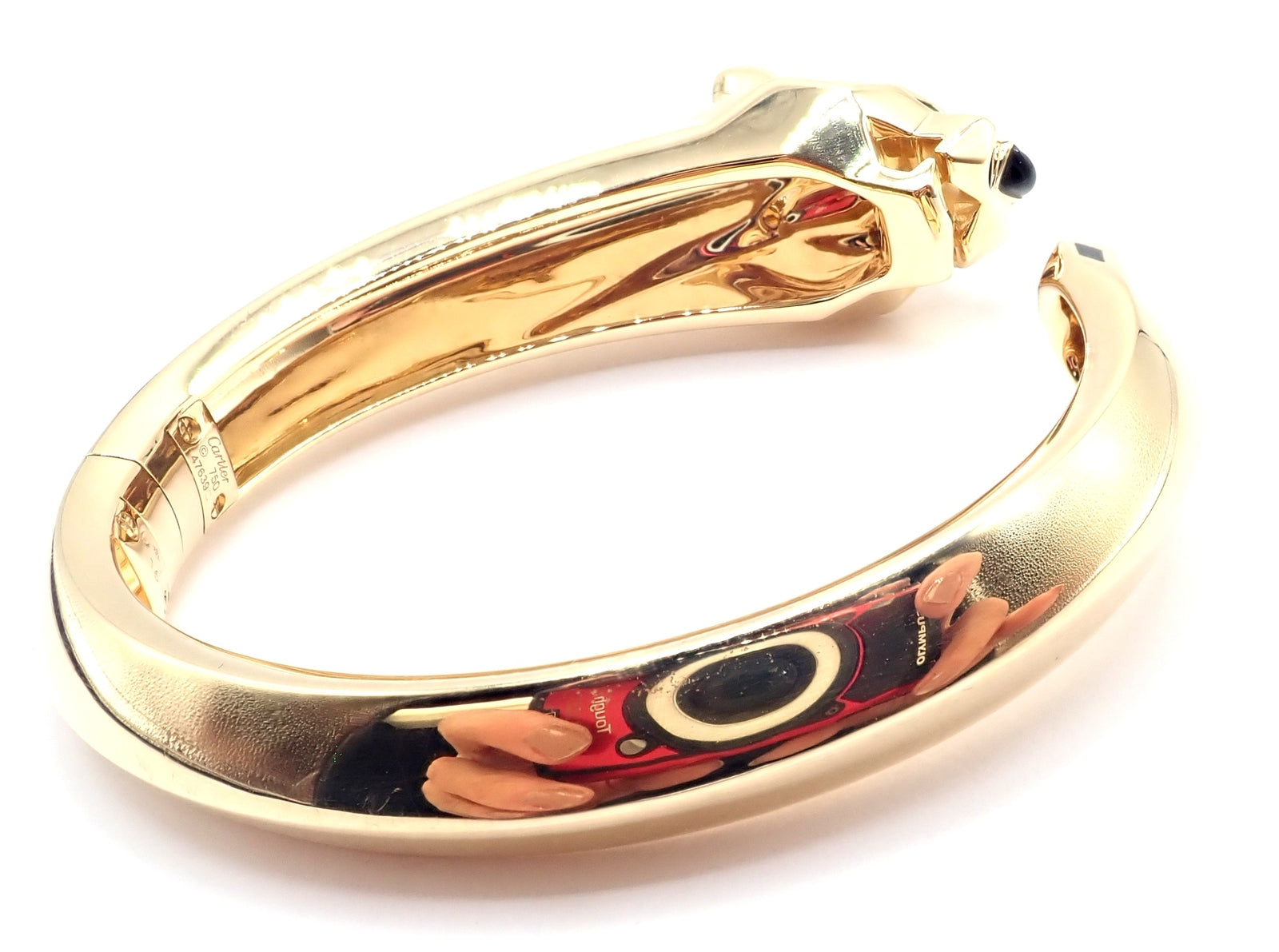 Authentic! Cartier Panther Panthere 18k Yellow Gold Bangle Bracelet Size 16 Cert | Fortrove