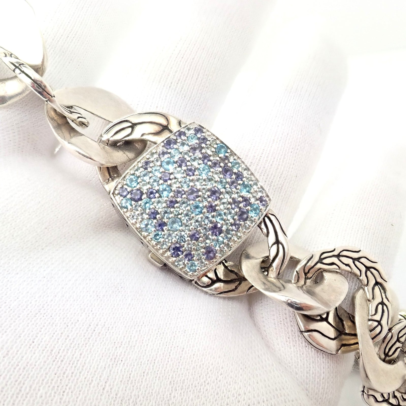 John Hardy Jewelry & Watches:Fine Jewelry:Necklaces & Pendants Authentic! John Hardy Silver Blue Topaz Iolite Kali Lava Large Necklace
