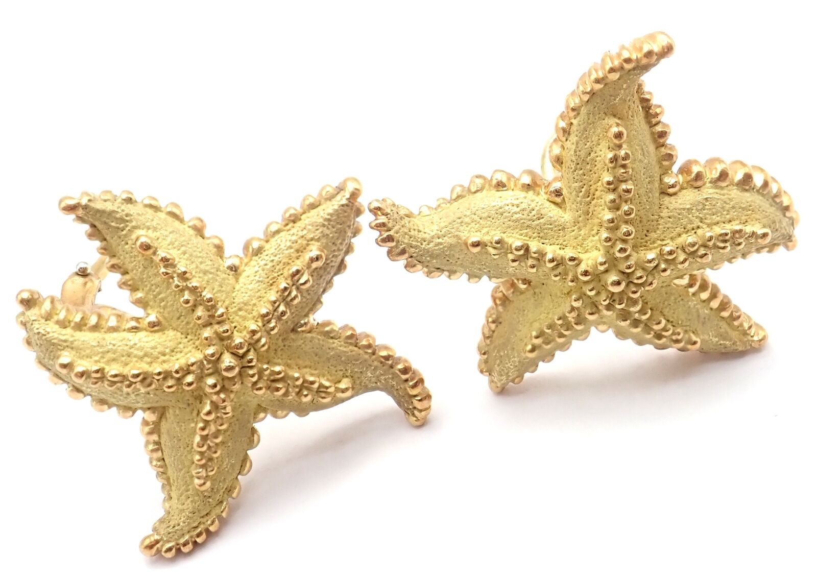 Authentic! Vintage Tiffany & Co Starfish 18k Yellow Gold Large Earrings | Fortrove