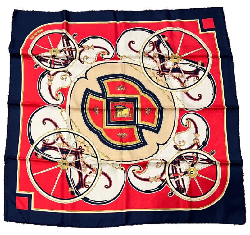 Hermes Clothing, Shoes & Accessories:Women:Women's Accessories:Scarves & Wraps Authentic RARE! Hermes Washington's Carriage Vintage 90cm Silk Scarf