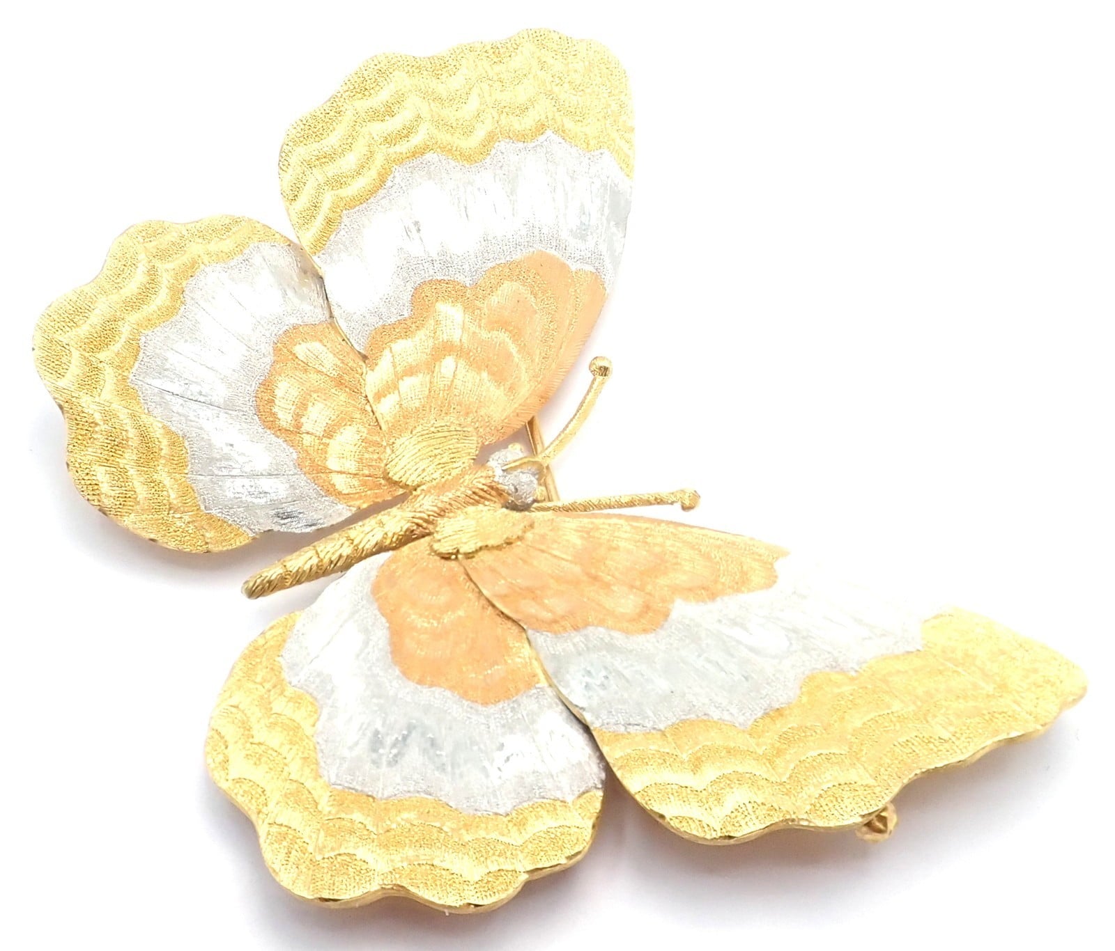 Buccellati Jewelry & Watches:Fine Jewelry:Brooches & Pins Authentic! Buccellati 18k Yellow White Rose Gold Large Butterfly Pin Brooch