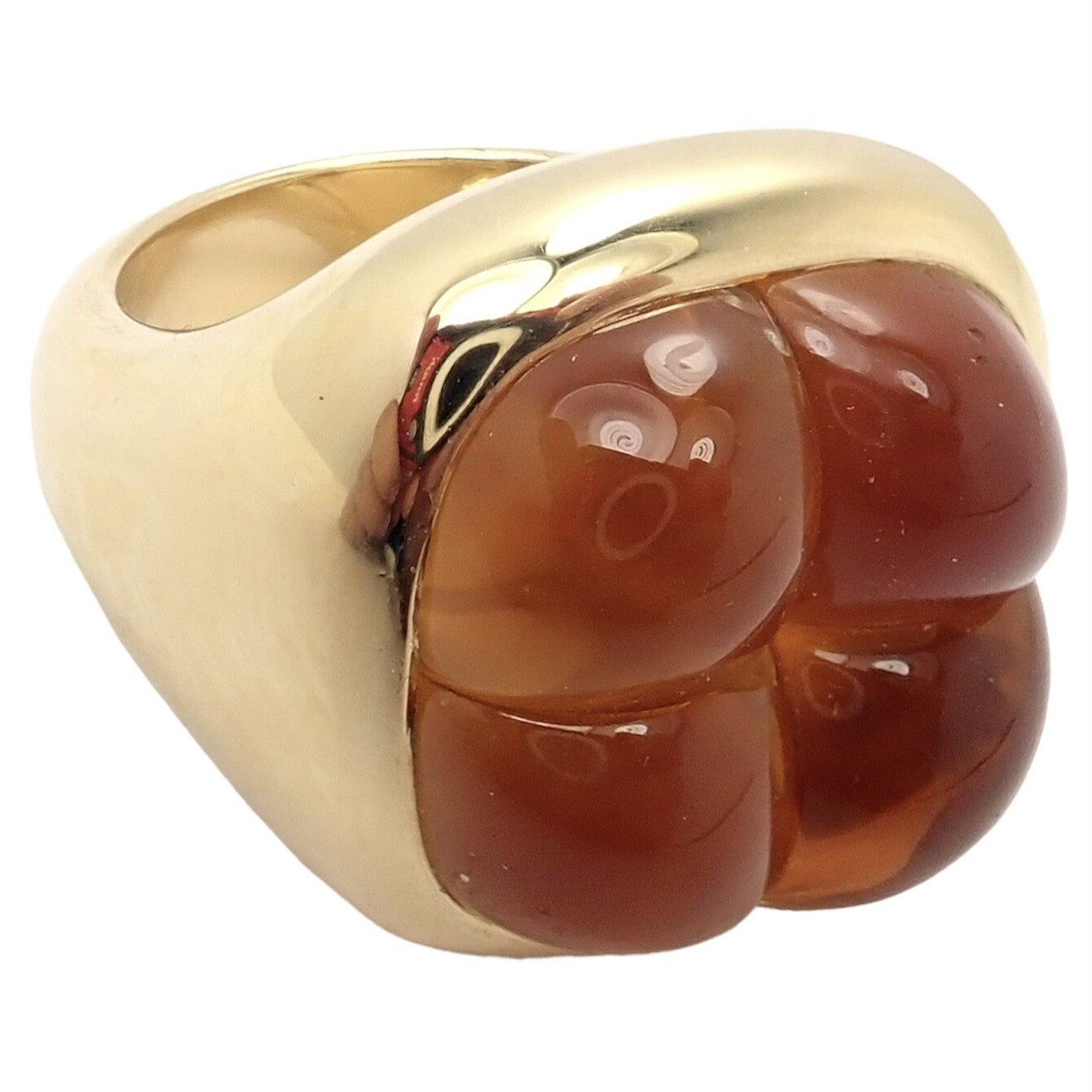 Rare! Authentic Pomellato 18k Yellow Gold Large 4 Citrine Ring Sz 6.5 | Fortrove