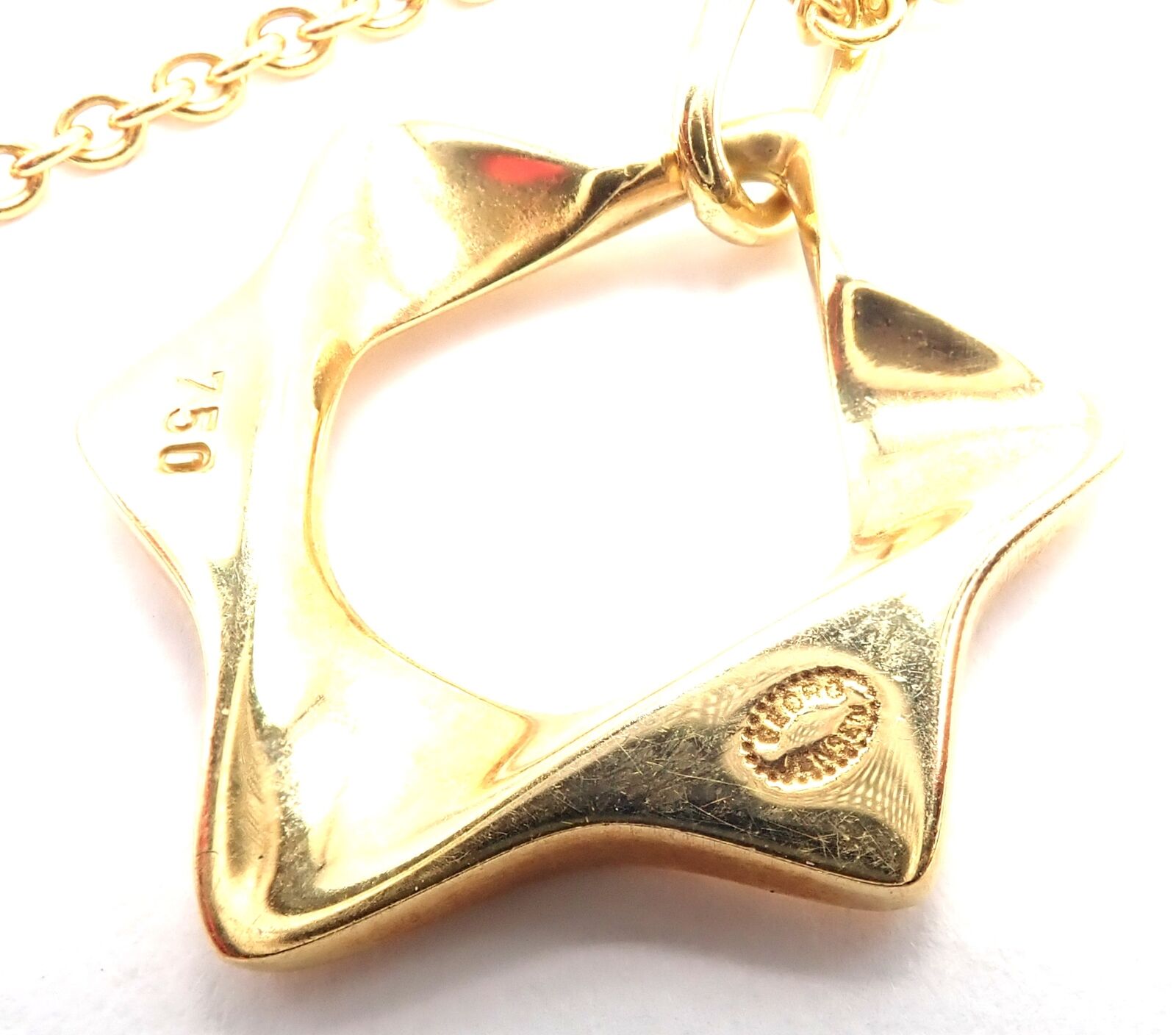 Authentic! Georg Jensen 18k Yellow Gold Star Of David Pendant Necklace | Fortrove