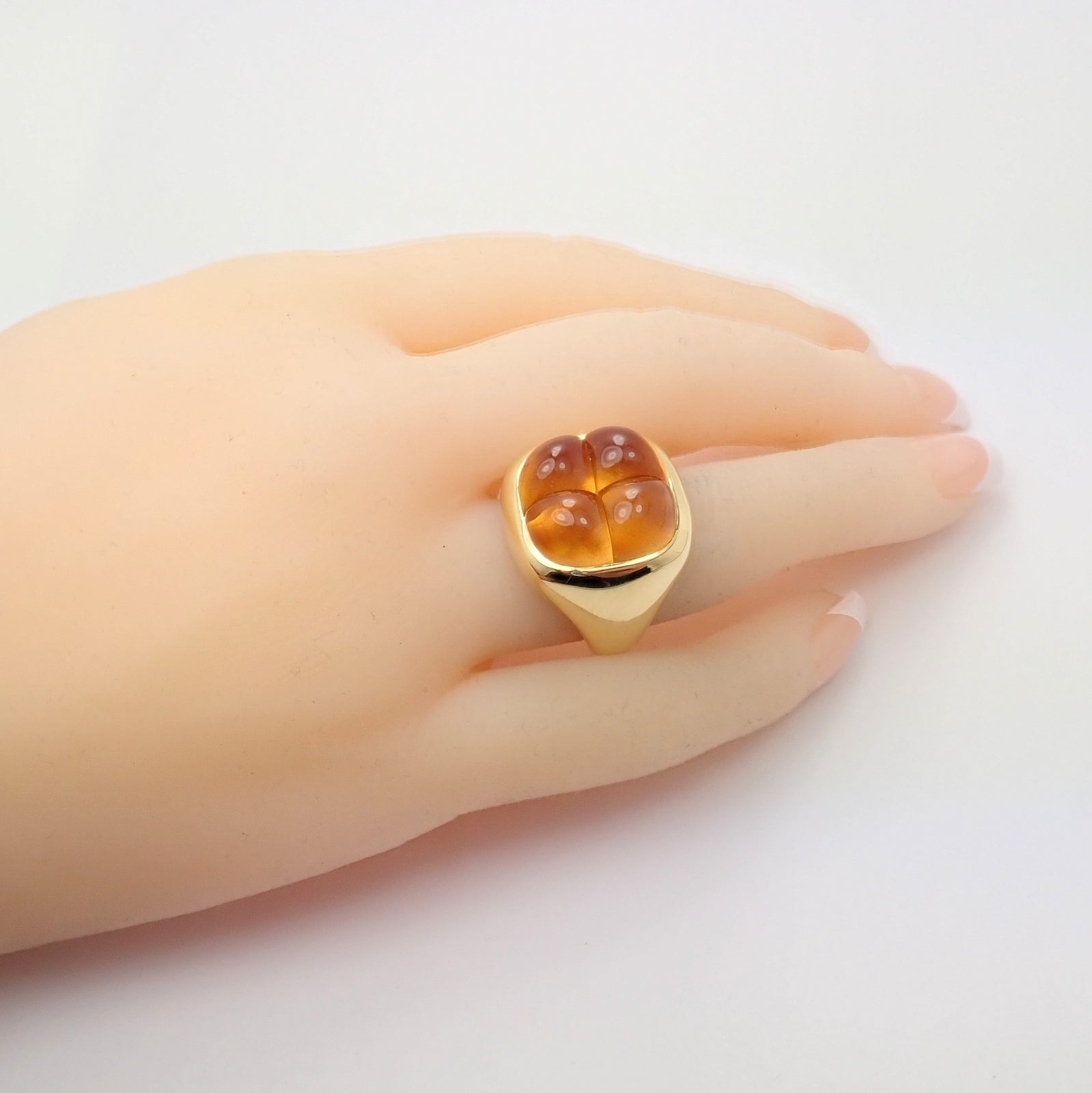 Rare! Authentic Pomellato 18k Yellow Gold Large 4 Citrine Ring Sz 6.5 | Fortrove