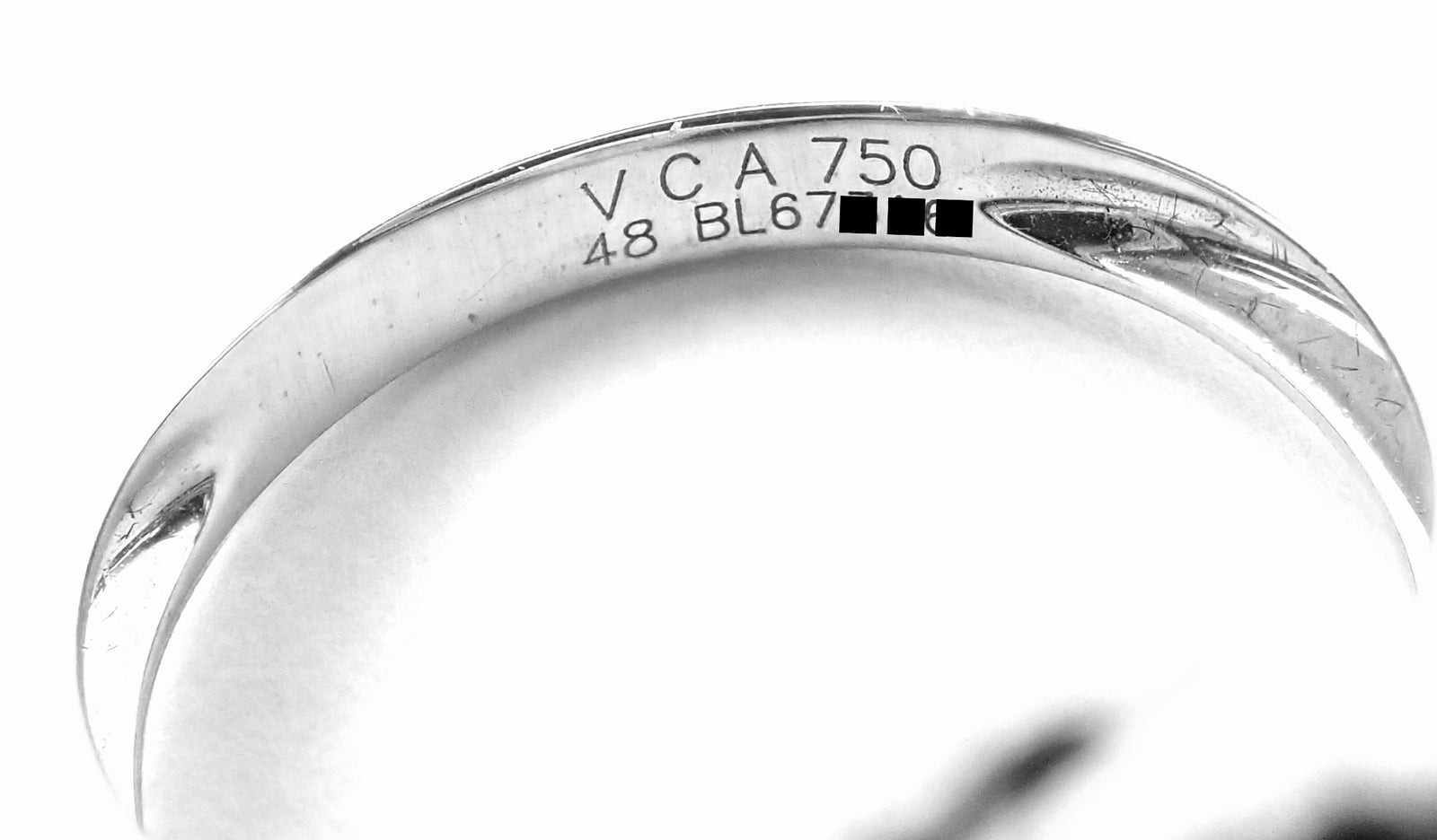 Authentic! Van Cleef & Arpels Alhambra 18k White Gold Pink Opal Diamond Ring | Fortrove