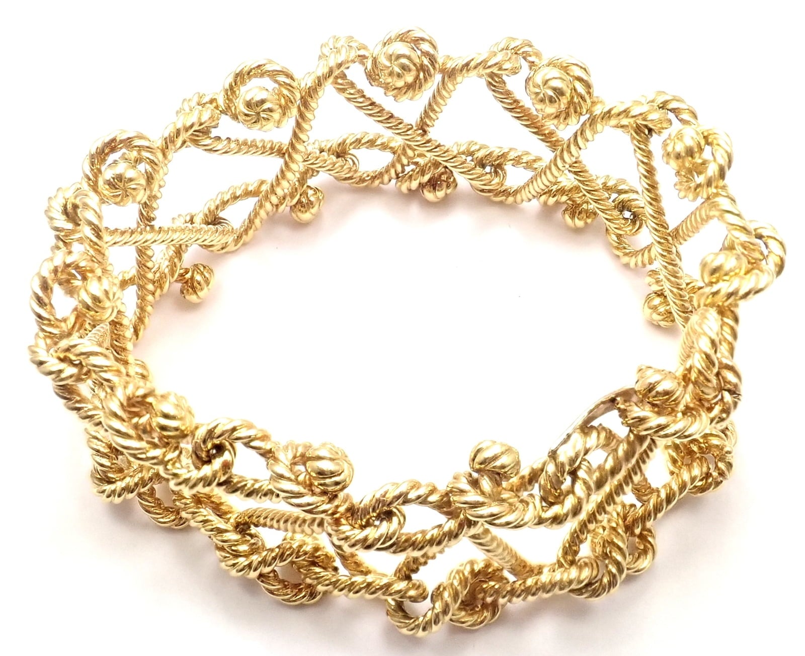 Verdura Jewelry & Watches:Fine Jewelry:Bracelets & Charms Rare! Authentic Verdura 18k Yellow Gold Twisted Rope Openwork Wide Link Bracelet