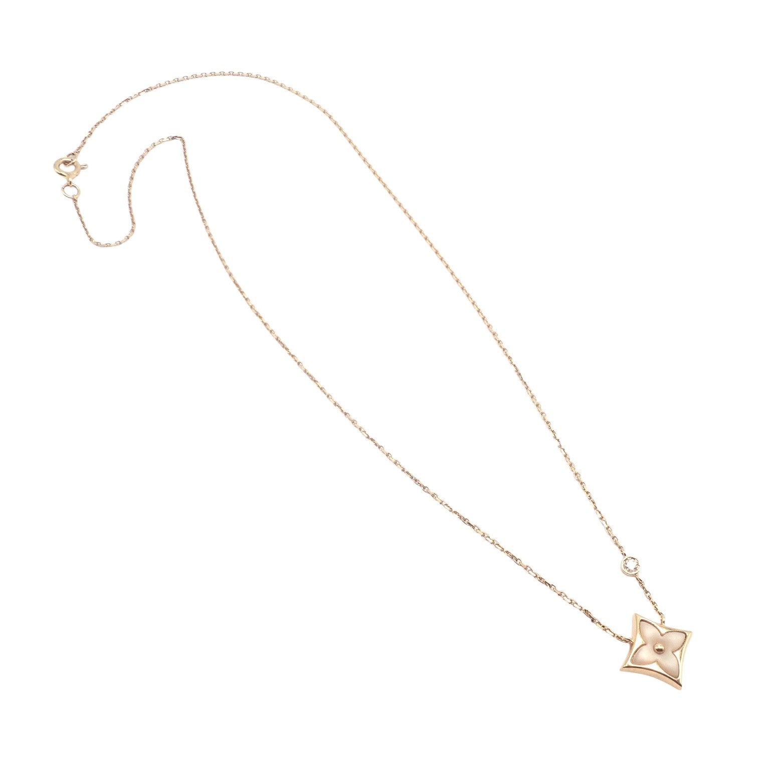 Authentic! Louis Vuitton 18k Rose Gold Diamond Mother Of Pearl Blossom Necklace | Fortrove