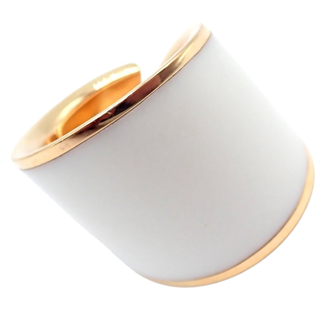 Rare! Vhernier 18k Rose Gold Vague Crossover Camuration Cacholong Ring sz 6 | Fortrove