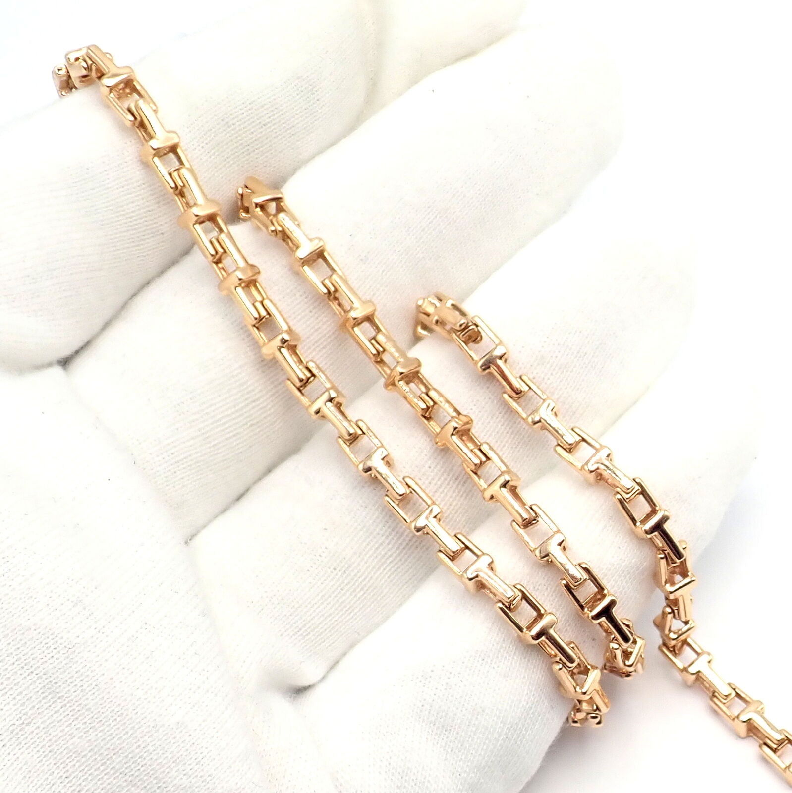 Authentic! Tiffany & Co 18k Rose Gold T Chain Link Long Necklace 20.5" | Fortrove