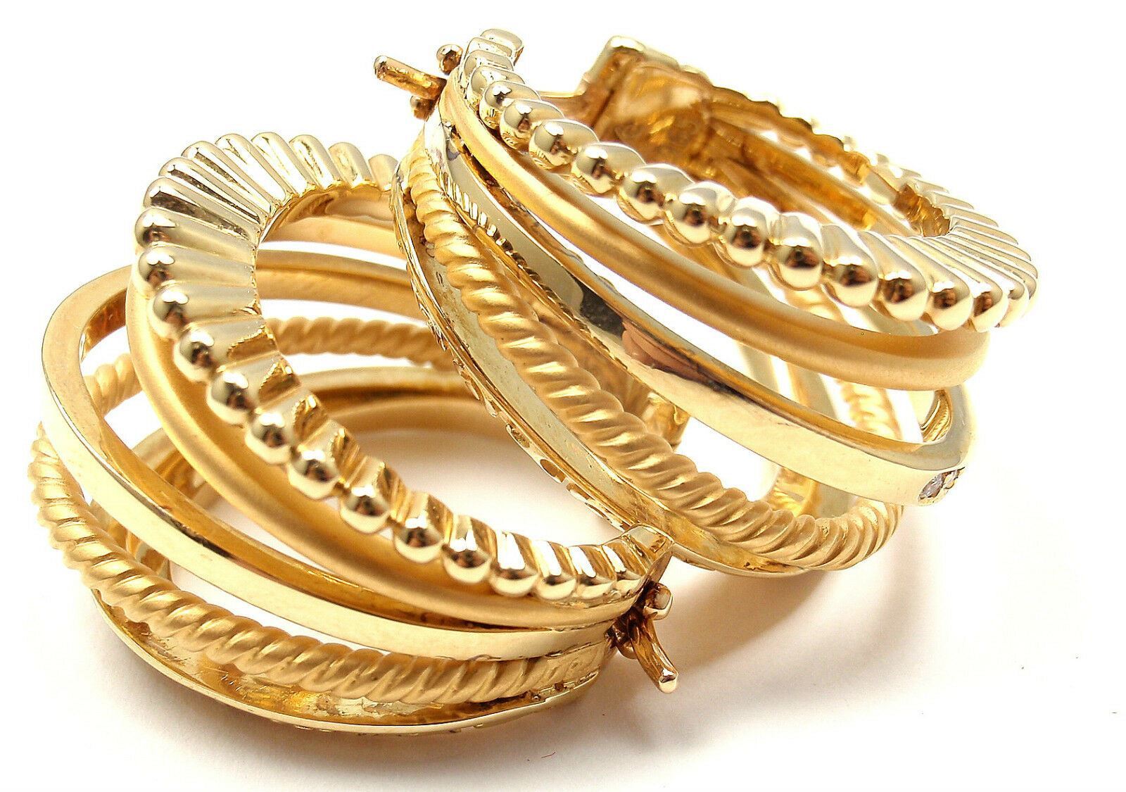 New! Authentic Carrera Y Carrera Melodia 18k Yellow Gold Diamond Hoop Earrings | Fortrove