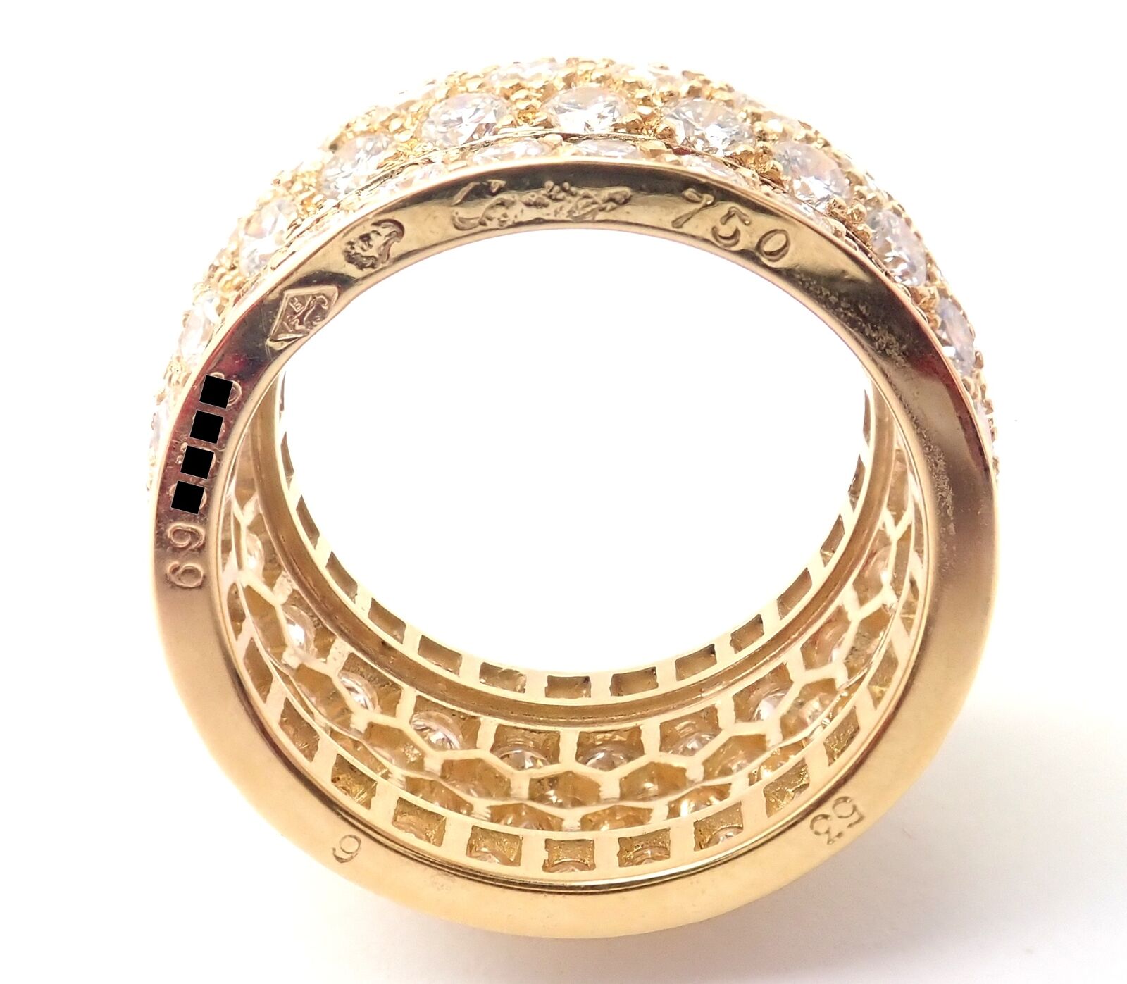 Authentic! Cartier Nigeria 18k Yellow Gold Diamond Wide Band Ring Size 53 | Fortrove