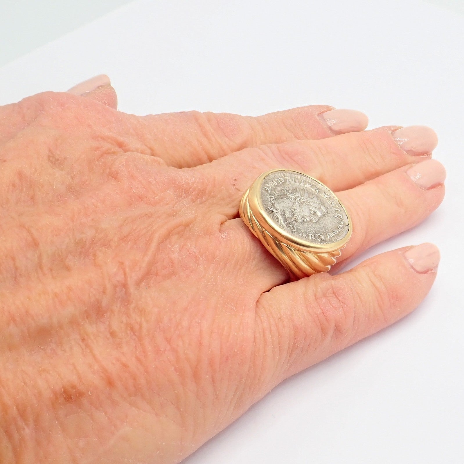 Rare! Bvlgari Bulgari 18k Gold Diamond Monete Antique Large Coin Signet Ring | Fortrove