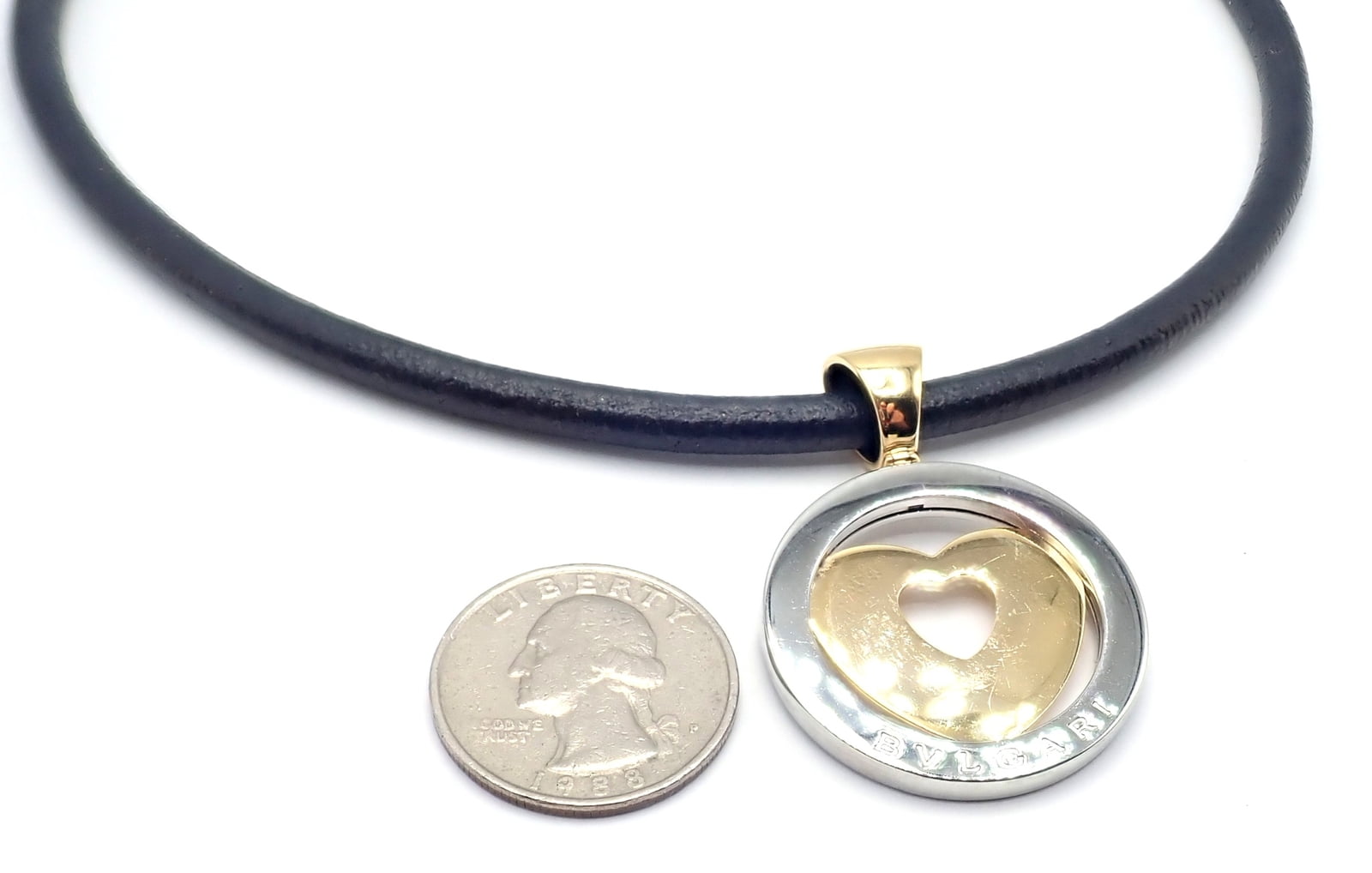 Bulgari Jewelry & Watches:Fine Jewelry:Necklaces & Pendants Authentic! Bvlgari Bulgari Tondo 18k Yellow Gold Steel Heart Pendant Necklace