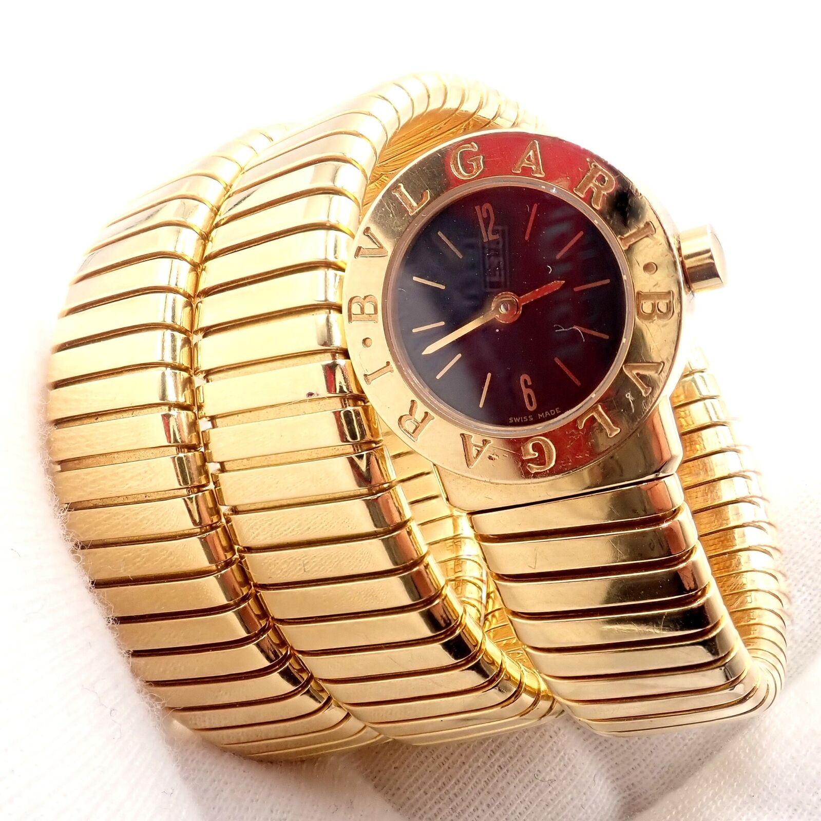 Bulgari Jewelry & Watches:Watches, Parts & Accessories:Watches:Wristwatches Authentic! Bulgari 18k Yellow Gold Tubogas Serpent Snake Bracelet Watch + Cert