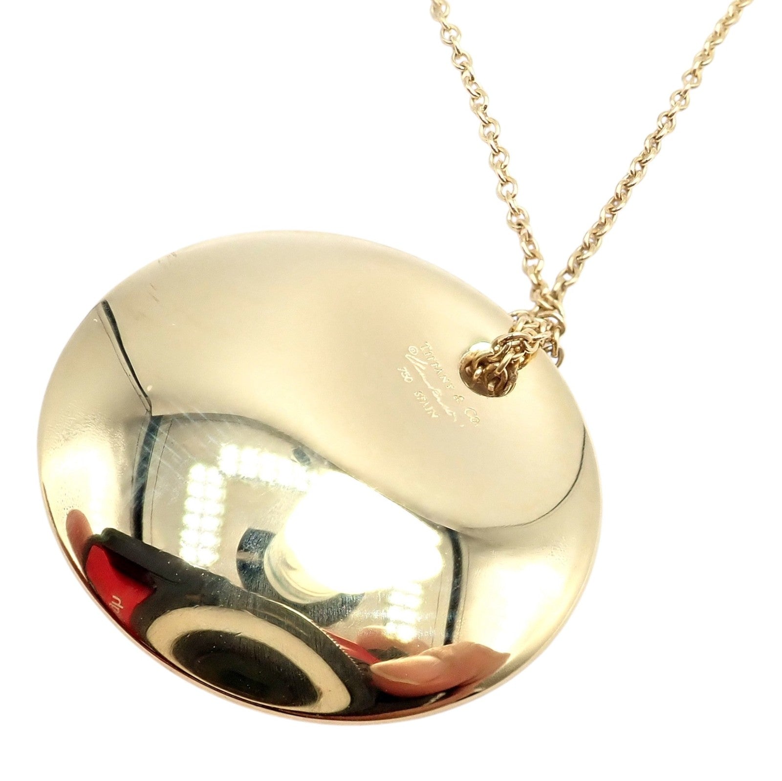 Vintage! Tiffany & Co Peretti 18k Yellow Gold 24mm Disc Pendant Necklace | Fortrove