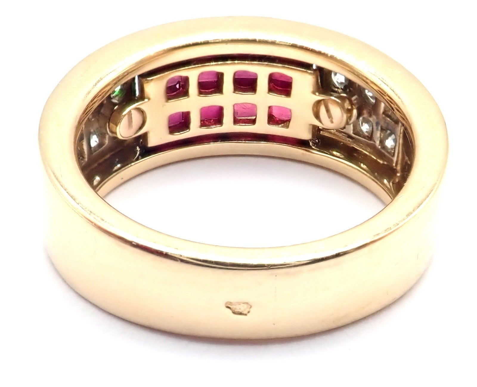 Authentic Cartier Diabolo 18k Yellow Gold Diamond Invisible Ruby Band Ring | Fortrove