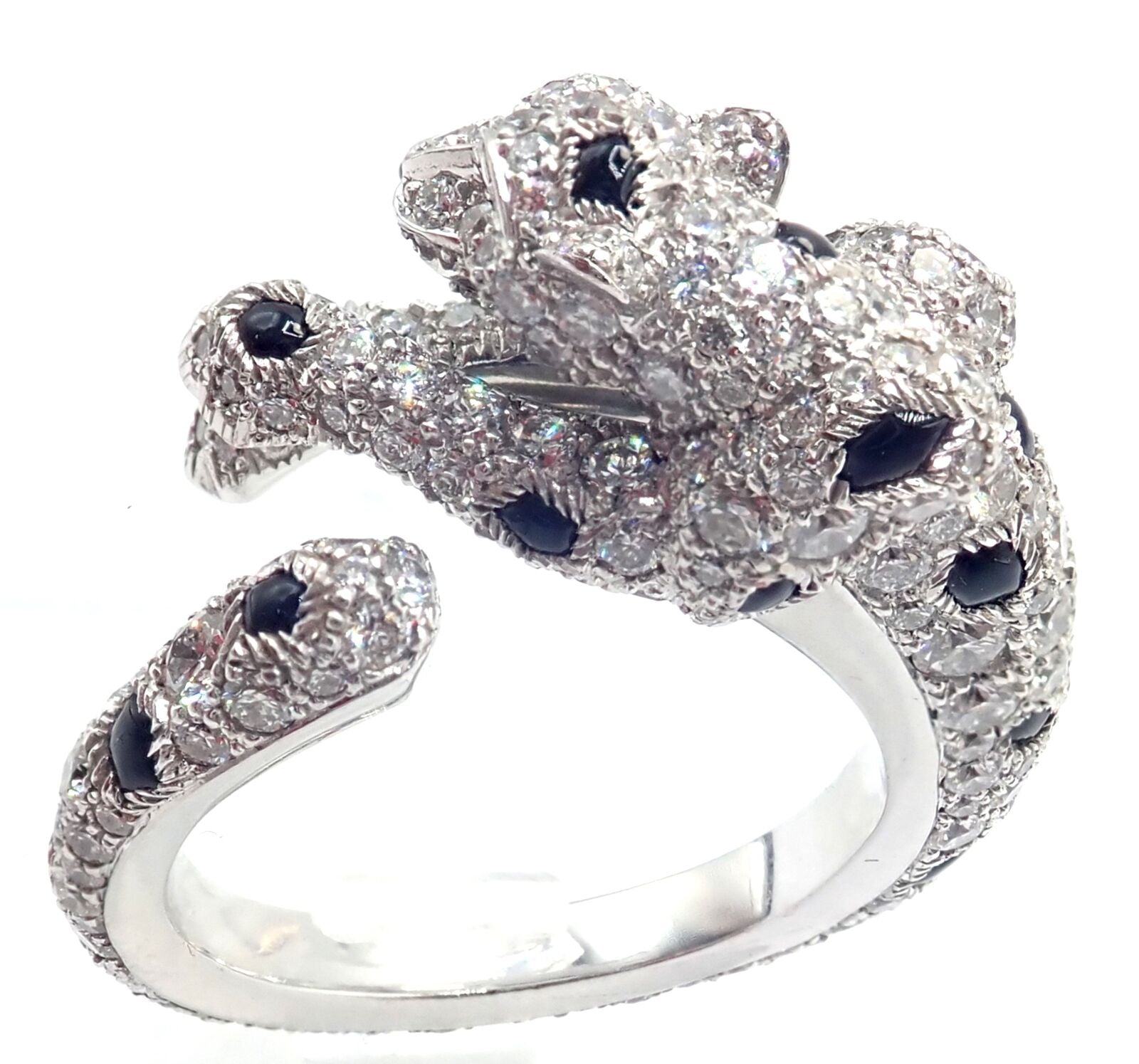 Cartier Jewelry & Watches:Fine Jewelry:Rings Authentic! Cartier Panther Panthere 18k White Gold Diamond Onyx Ring Paper