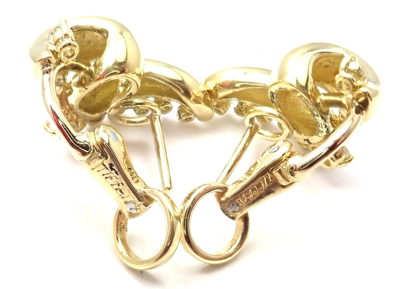 Rare! Authentic Tiffany & Co 18k Yellow Gold Diamond Swirl Earrings | Fortrove
