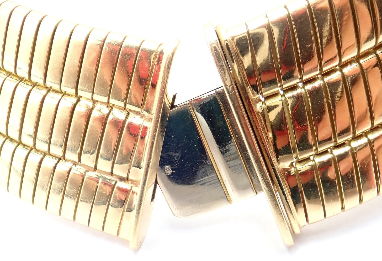 Bvlgari Jewelry & Watches:Fine Jewelry:Necklaces & Pendants Authentic! Bvlgari Bulgari Three Rows Tubogas 18k Yellow Gold Choker Necklace