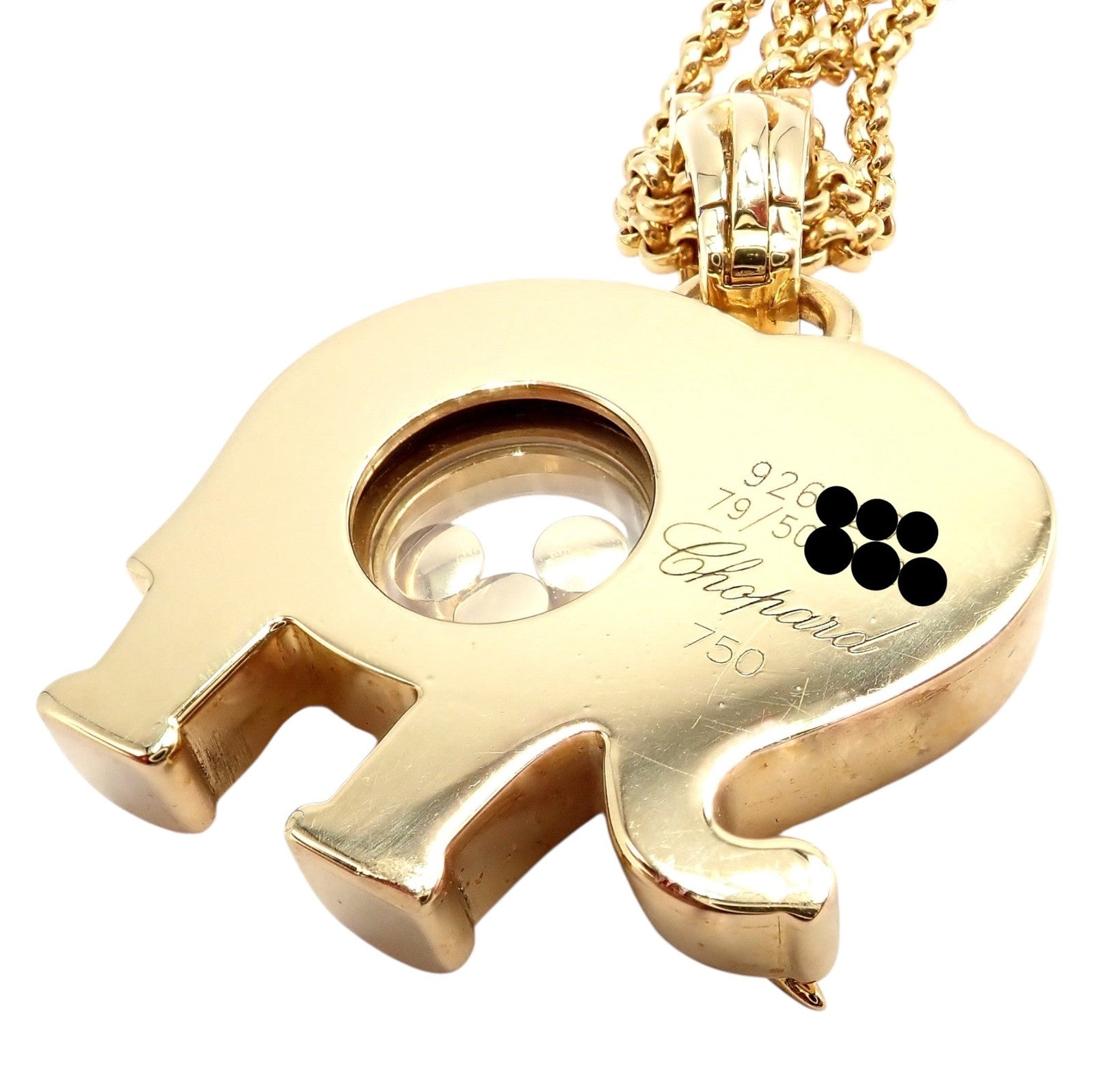 Authentic! Chopard 18k Yellow Gold Large Happy Elephant Pendant Necklace | Fortrove