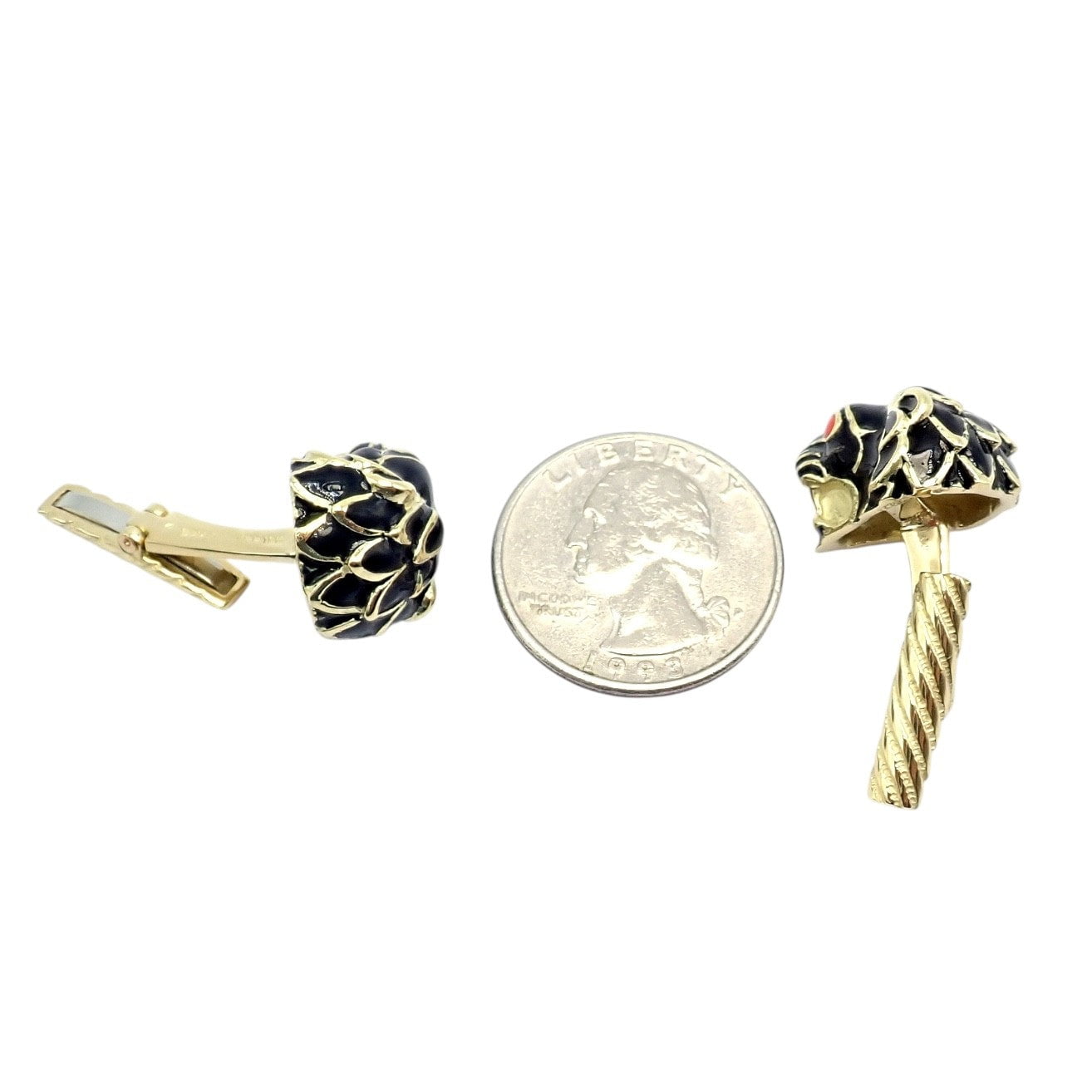 David Webb Jewelry & Watches:Men's Jewelry:Cufflinks Vintage! David Webb 18k Yellow Gold Black Enamel Lion Cufflinks