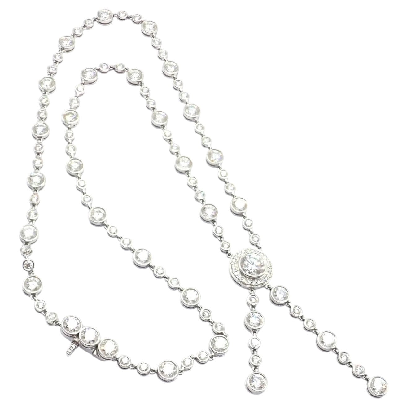 Tiffany & Co Jazz Platinum 8.75ct Diamond Lariat Drop Necklace | Fortrove