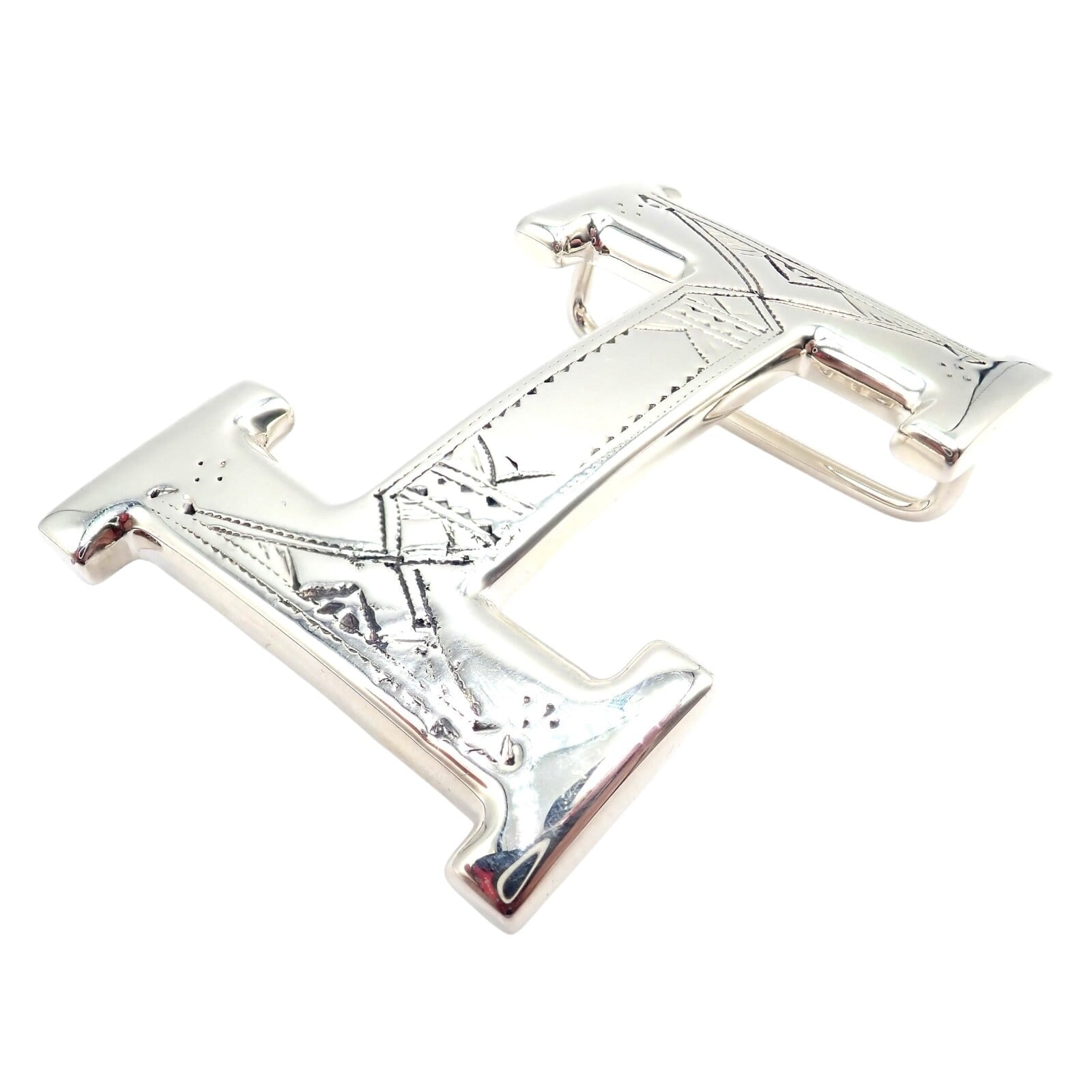 Rare! Hermes Silver Signature Classic Large H Belt Buckle 32m | Fortrove
