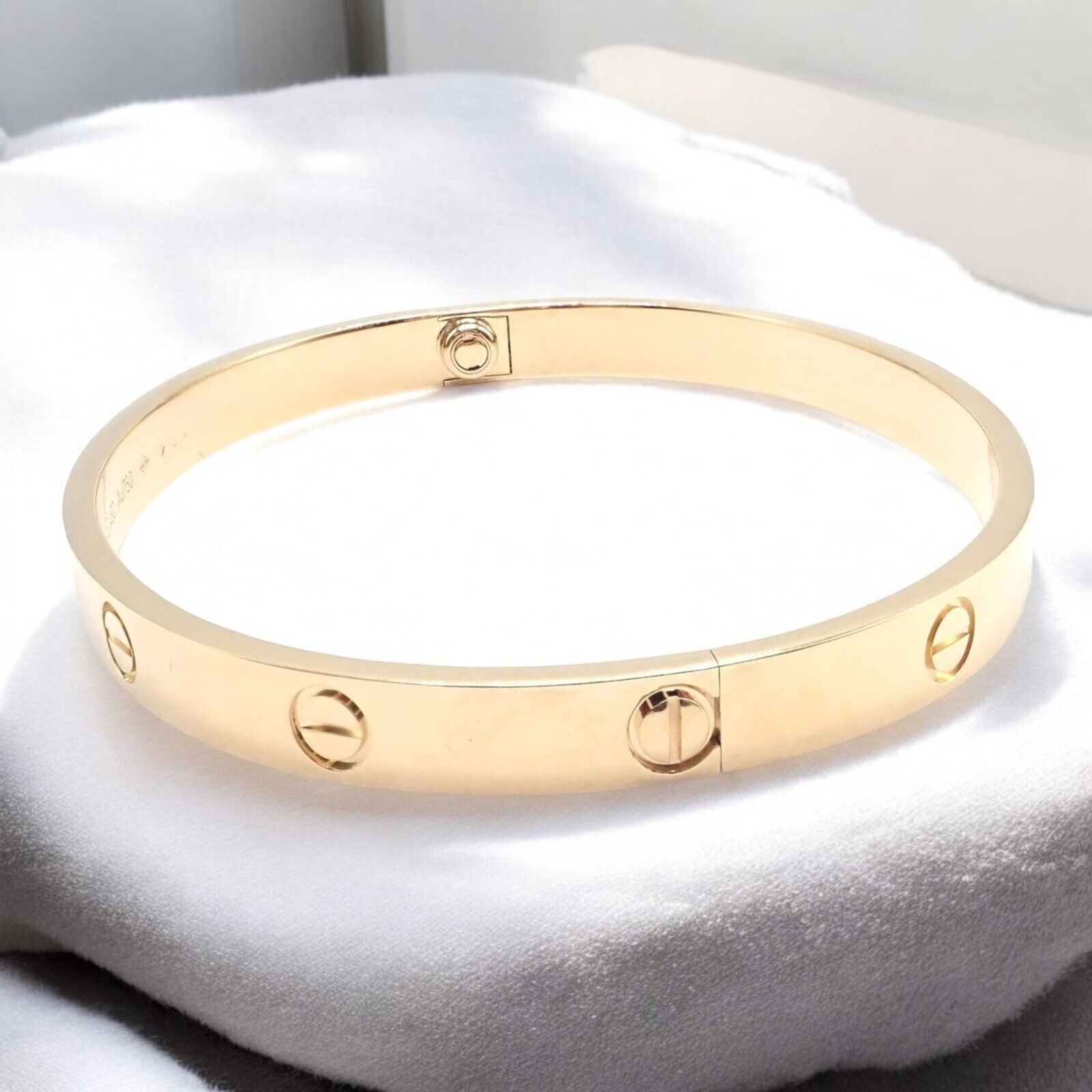 Authentic! Cartier 18k Yellow Gold Love Bangle Bracelet Size 16 Paper | Fortrove