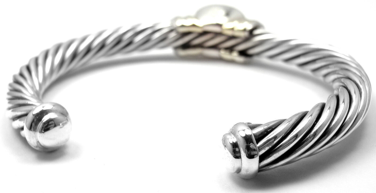 Authentic! D.Yurman NOBLESSE 14k YG Sterling Silver Blue Topaz Bangle Bracelet | Fortrove