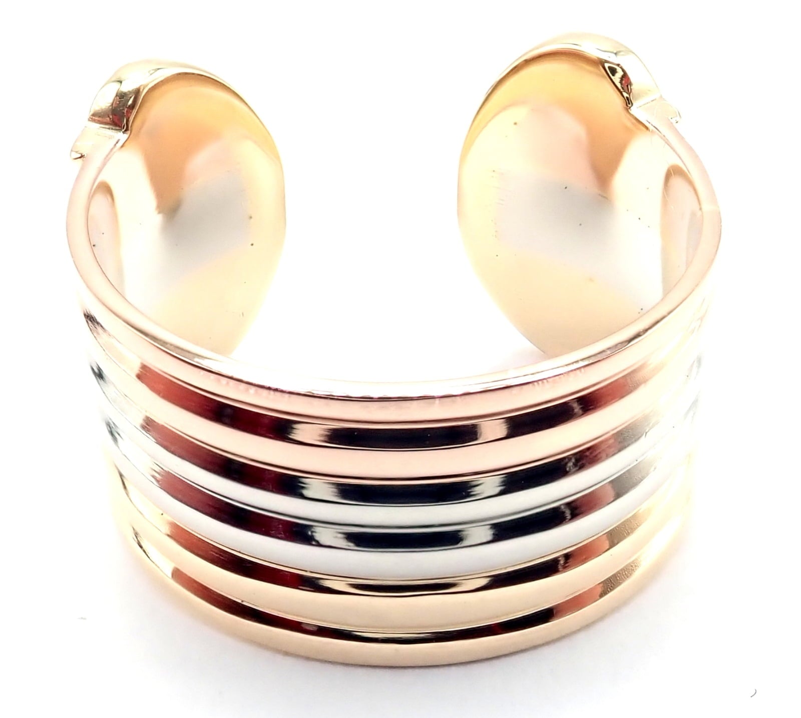 Cartier Jewelry & Watches:Fine Jewelry:Rings Authentic! Cartier 18k Tri-Color Gold Double C Band Ring Size 4.5