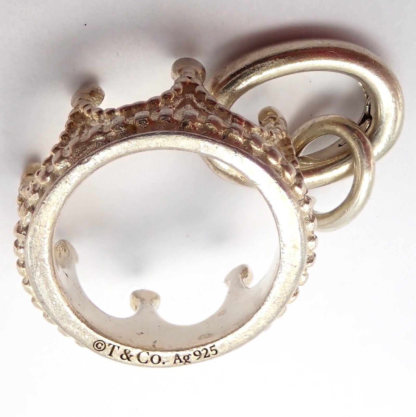 Tiffany & Co. Princess Crown Silver Charm Pendant + Oval Jump Ring