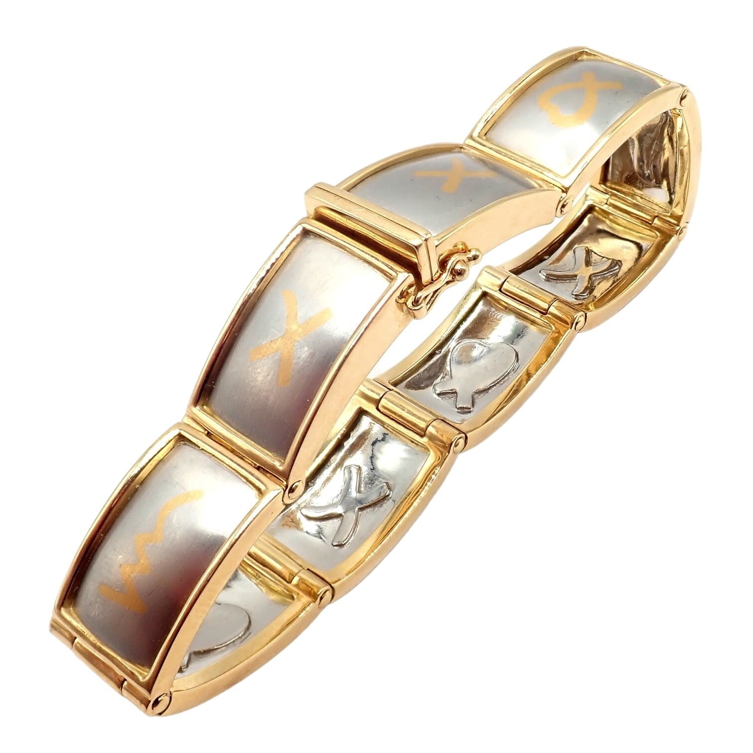 Tiffany & Co. Jewelry & Watches:Fine Jewelry:Bracelets & Charms Vintage! Tiffany & Co Picasso 18k Yellow Gold Platinum Signature Panel Bracelet