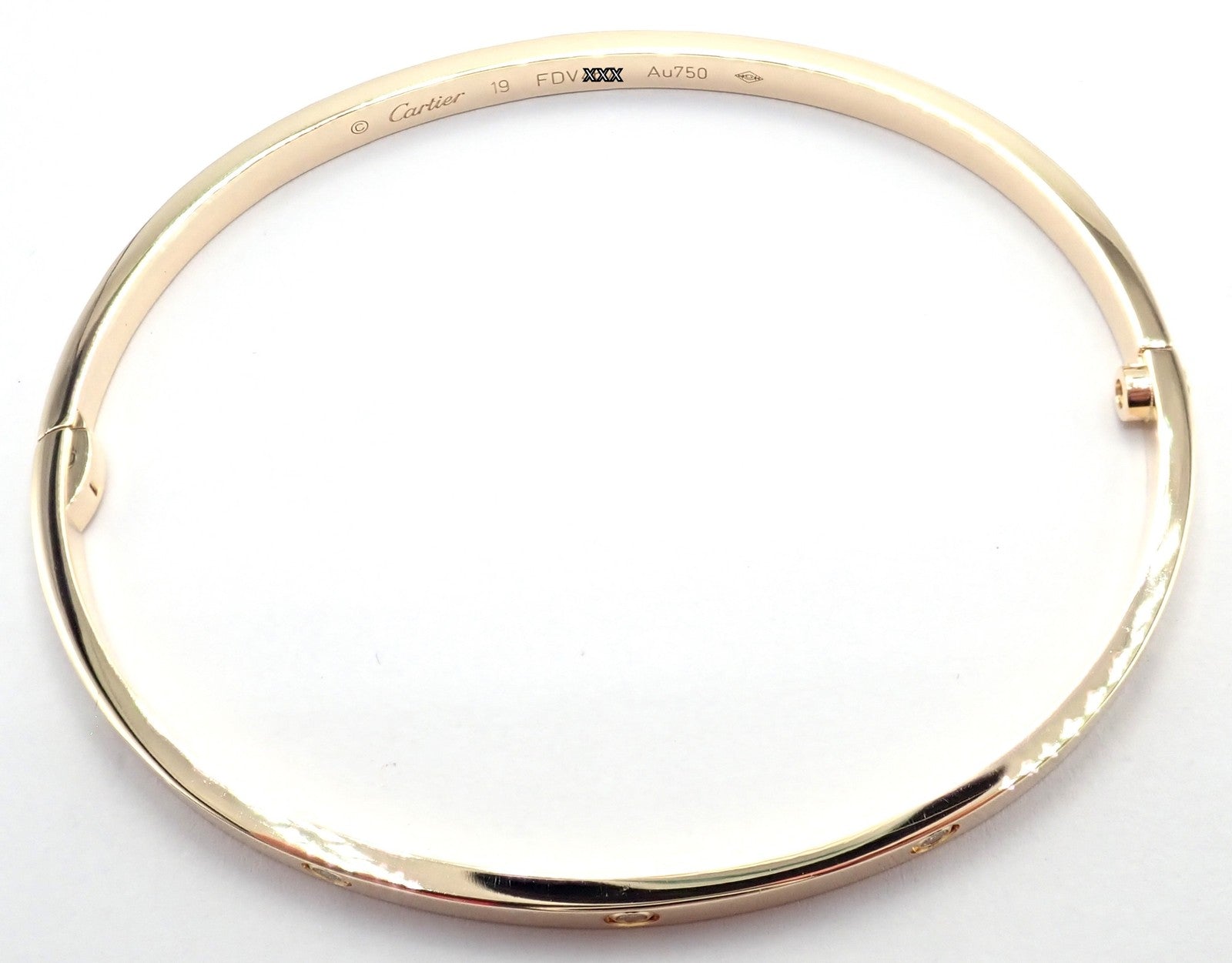 Cartier Jewelry & Watches:Fine Jewelry:Bracelets & Charms Cartier Love 18k Yellow Gold 10 Diamond Small Model Bangle Bracelet Sz 19 Cert.