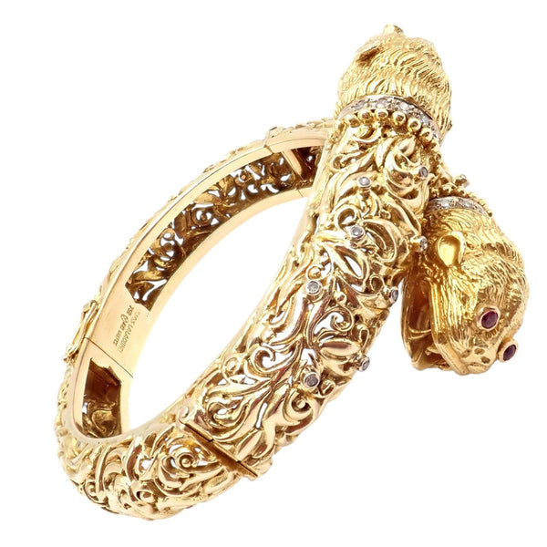 Rare Ilias Lalaounis 18k Yellow Gold Double Chimera Diamond