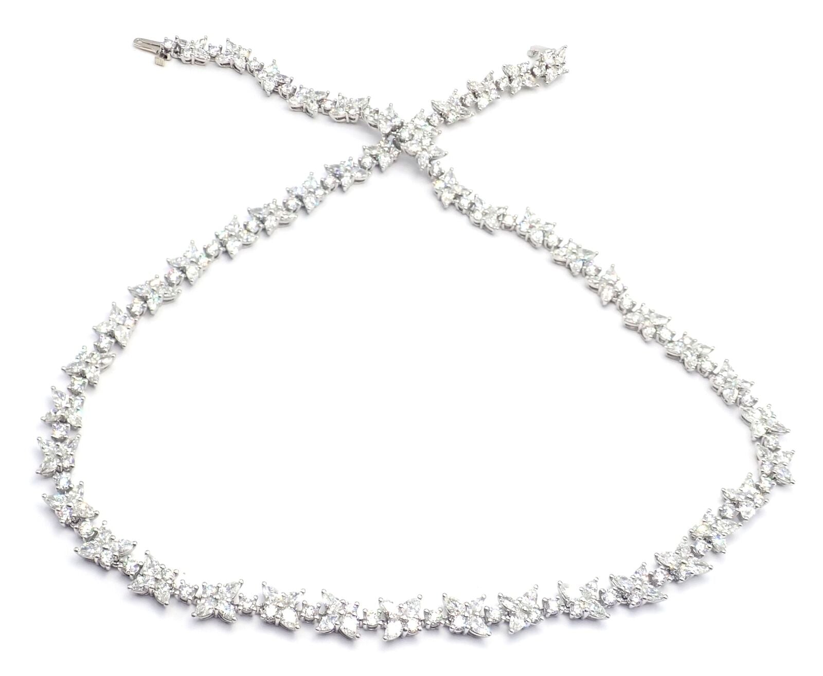 Authentic! Tiffany & Co Victoria Platinum 15.83ct Diamond Mixed Cluster Necklace | Fortrove