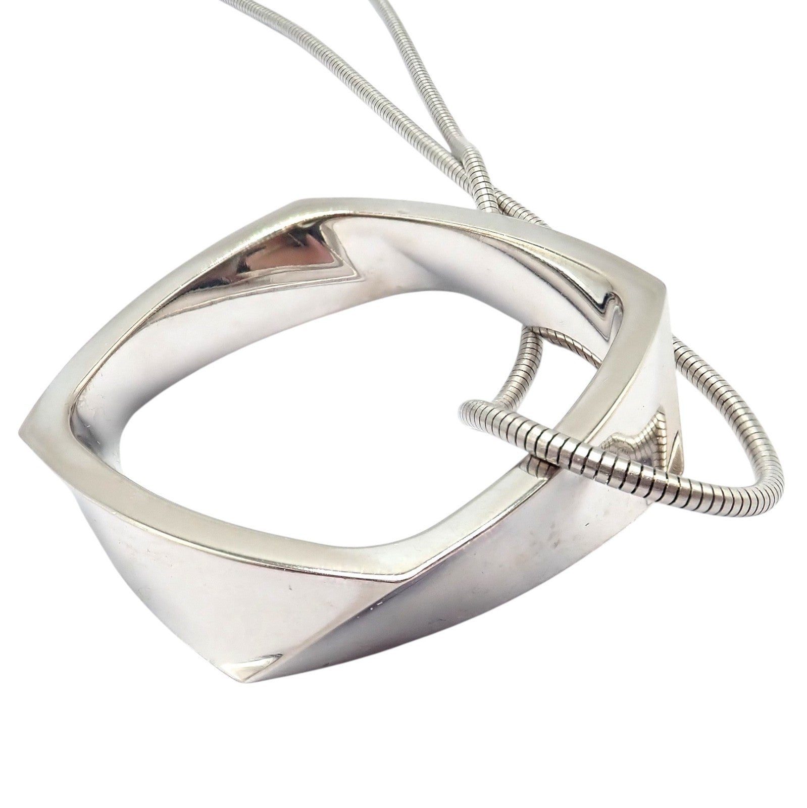 Tiffany & Co. Jewelry & Watches:Fine Jewelry:Necklaces & Pendants Authentic Tiffany & Co 18k White Gold Frank Gehry Diamond Torque Square Necklace