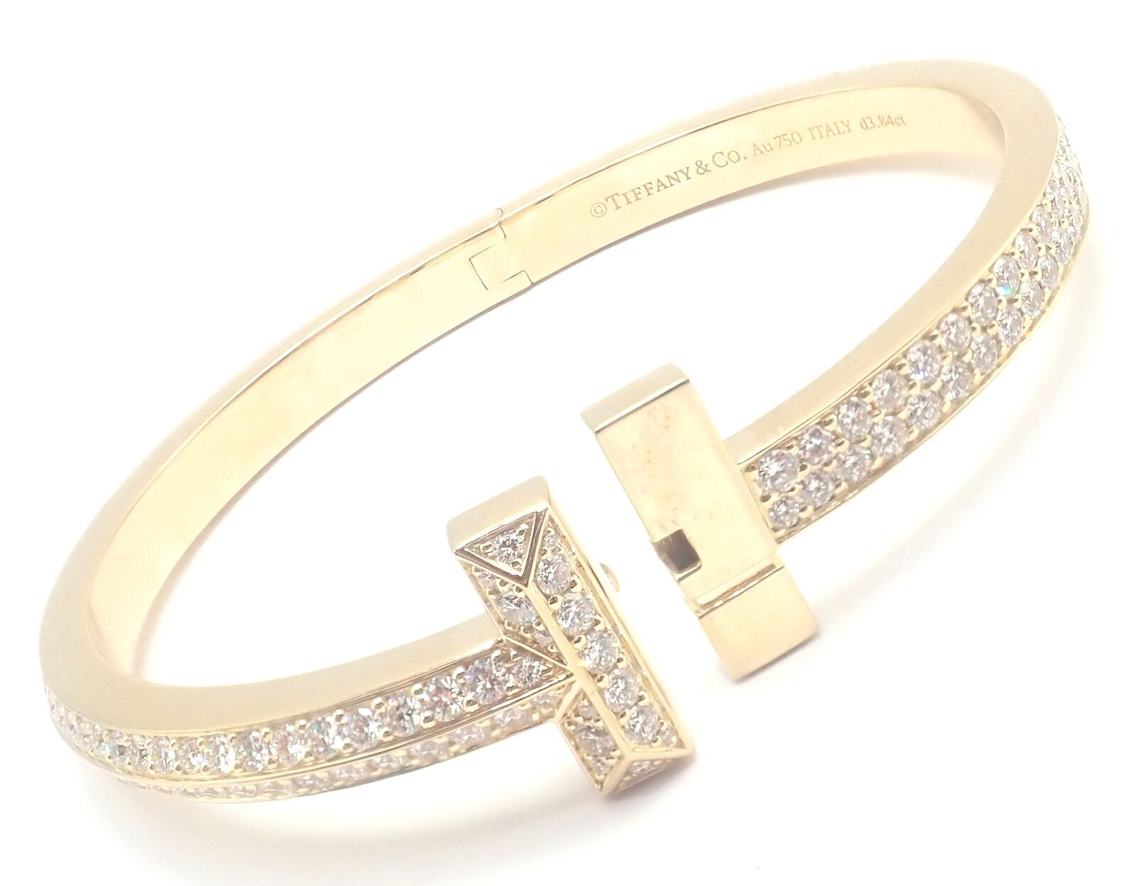 Tiffany & Co. Jewelry & Watches:Fine Jewelry:Bracelets & Charms Authentic! Tiffany & Co 18k Yellow Gold Diamond T1 Wide Hinged Bangle Bracelet