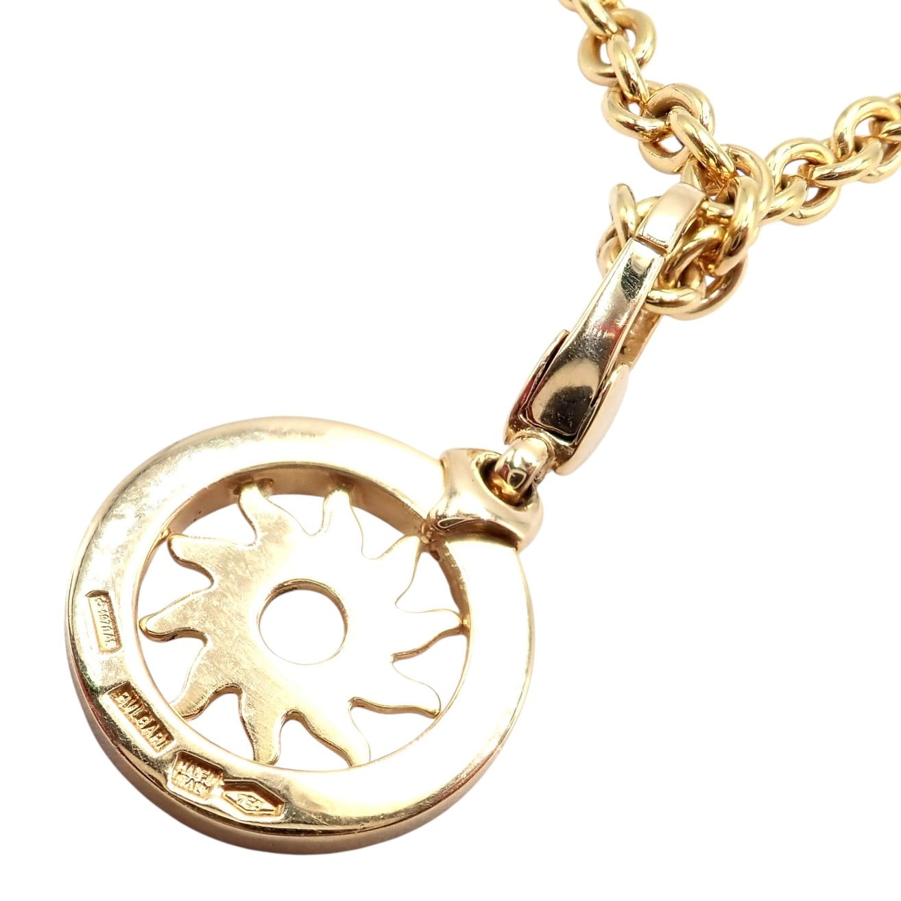 Bvlgari Jewelry & Watches:Fine Jewelry:Necklaces & Pendants Authentic! Bvlgari Bulgari 18k Yellow Gold 19.5" Tondo Sun Pendant Necklace